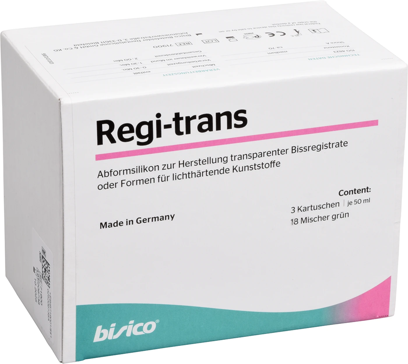 Regi trans Packung 3 x 50 ml Doppelkartusche medium, 18 Mischer grün