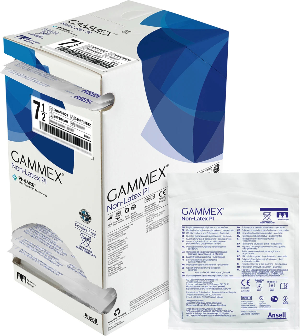 Gammex® Non-Latex PI Packung 50 Paar puderfrei, weiß, Größe 8,5