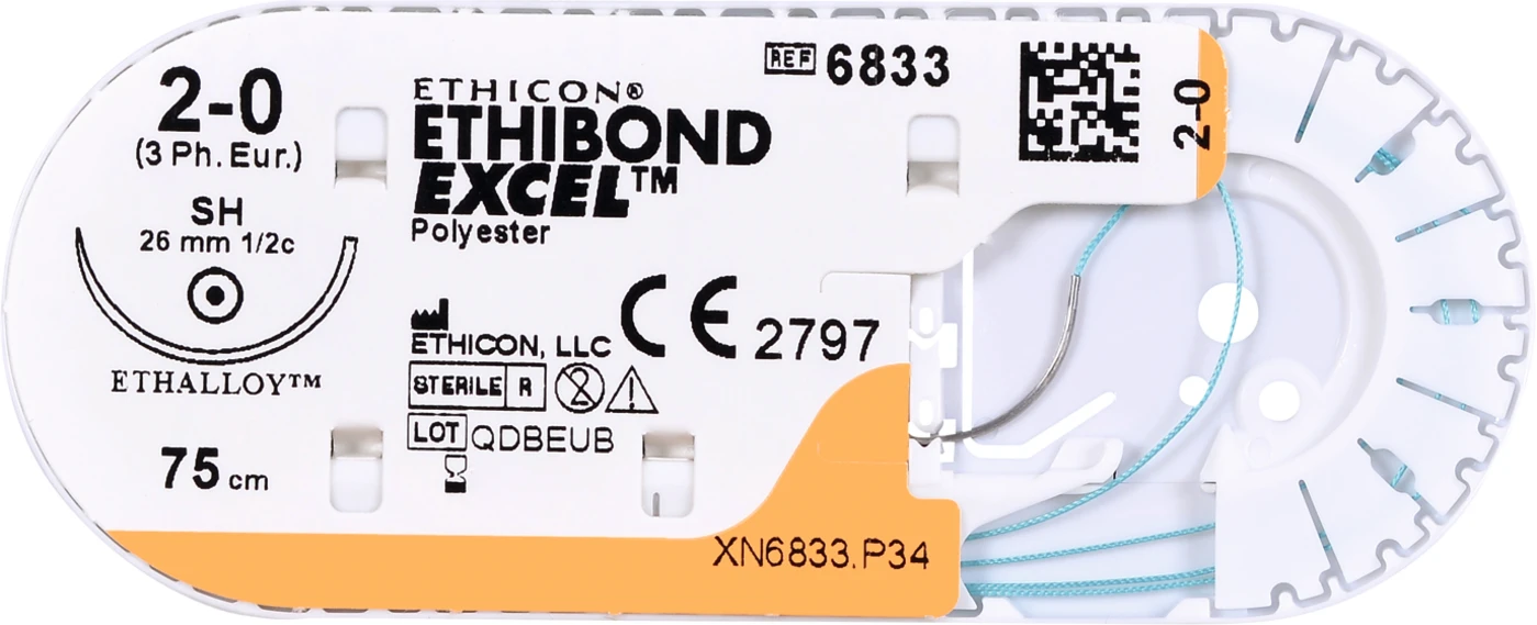 ETHIBOND EXCEL Packung 36 Stück grün, 75 cm, RB1, USP 5-0, Stärke 1