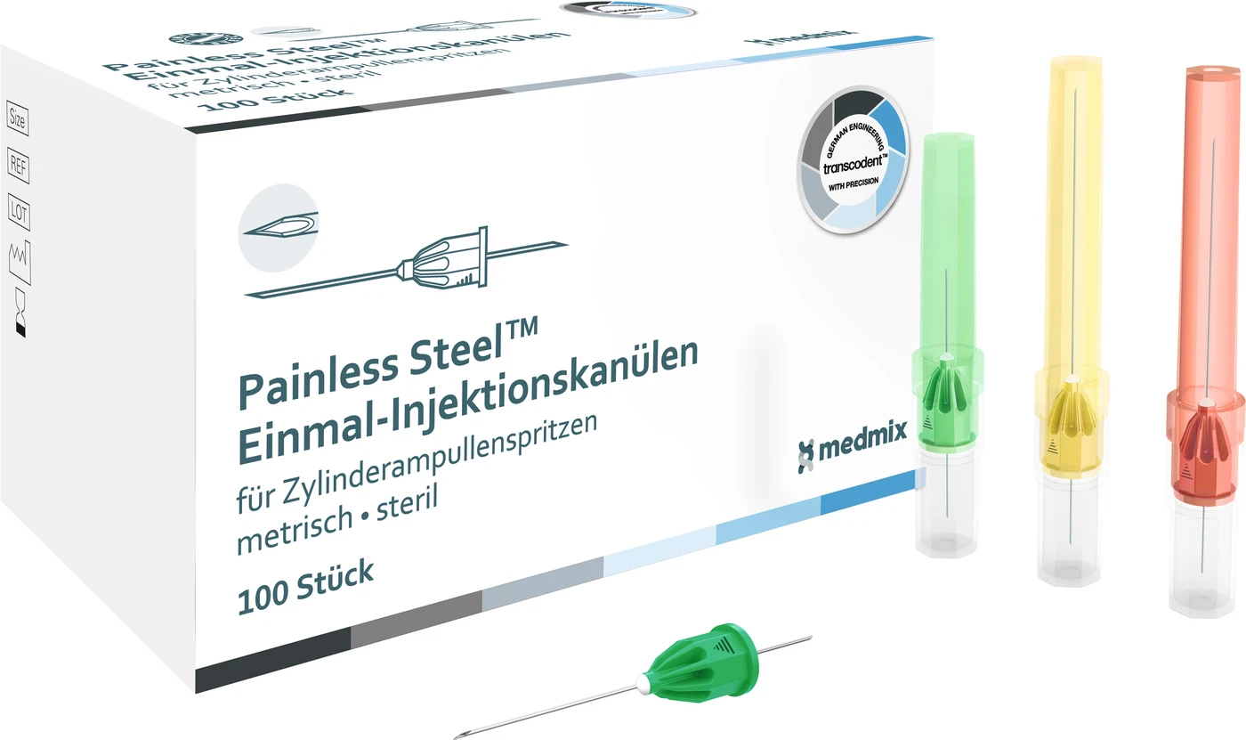 Painless Steel® Einmal-Injektionskanülen Packung 100 Stück gelb, G27 0,4 x 37 mm