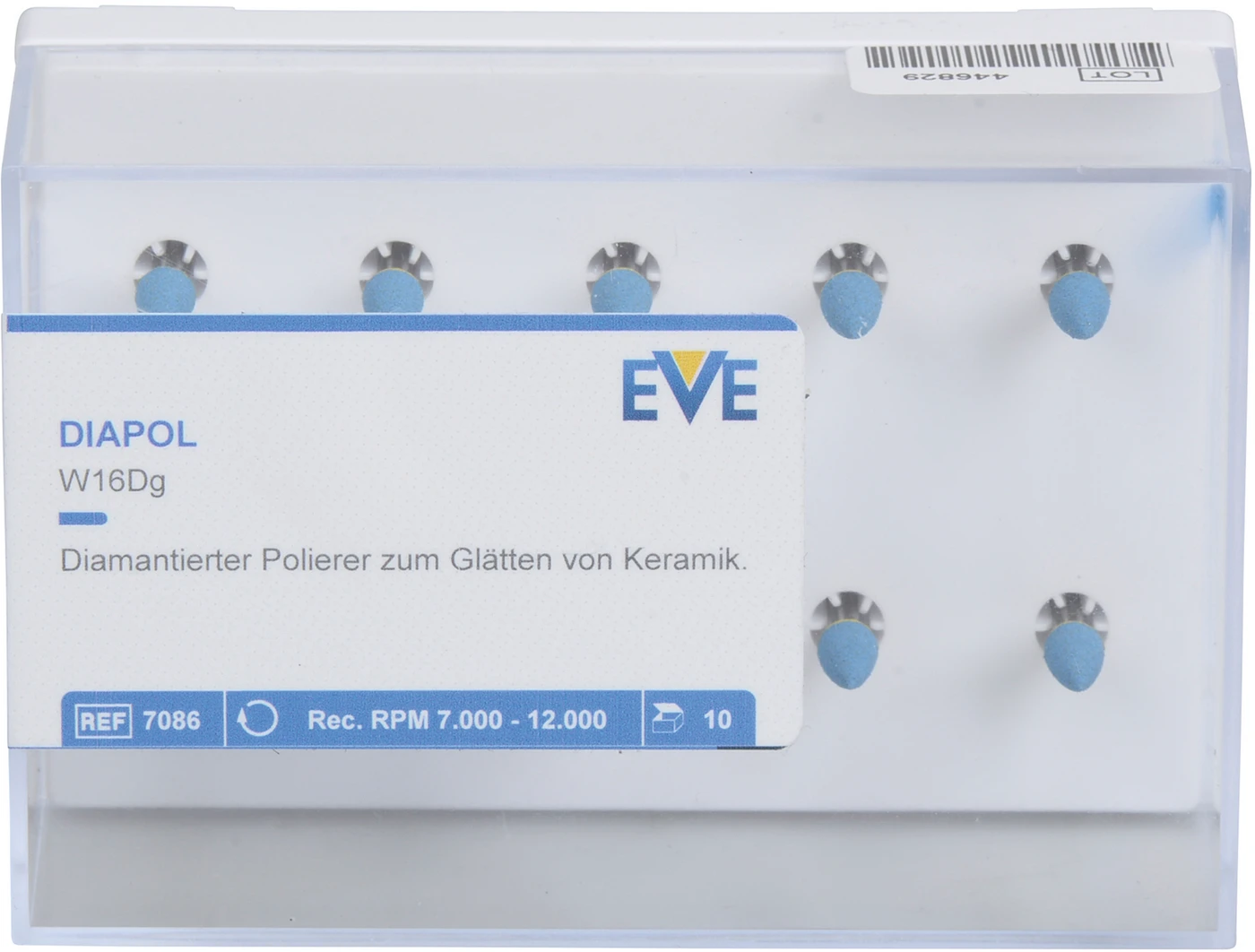 EVE DIAPOL® Packung 10 Stück blau grob, RA, Figur Spitze, 4 x 10 mm