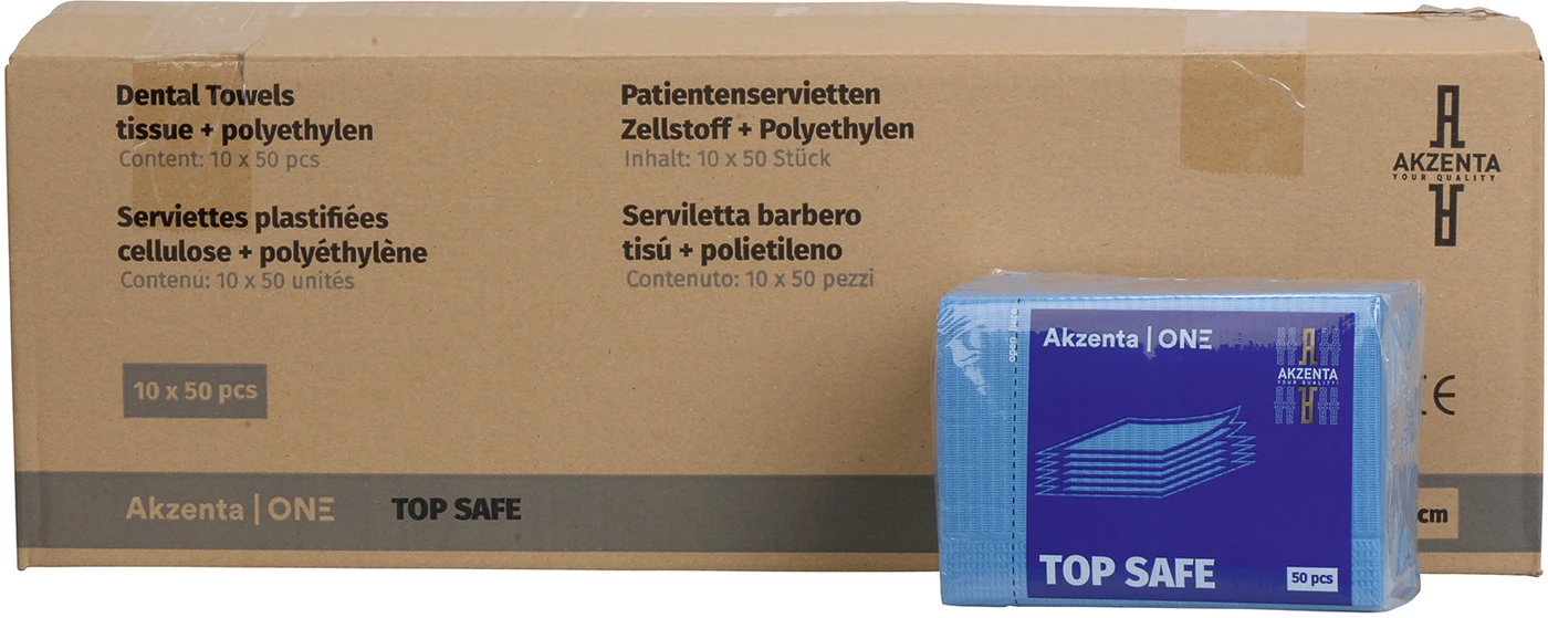 TOP SAFE Patientenservietten Karton 10 x 50 Stück dunkelblau, 33 x 45 cm, 2-lagig