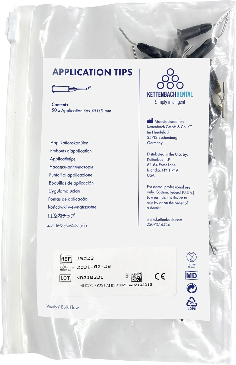Visalys® Bulk Flow Application Tips Packung 50 Stück Ø 0,9 mm