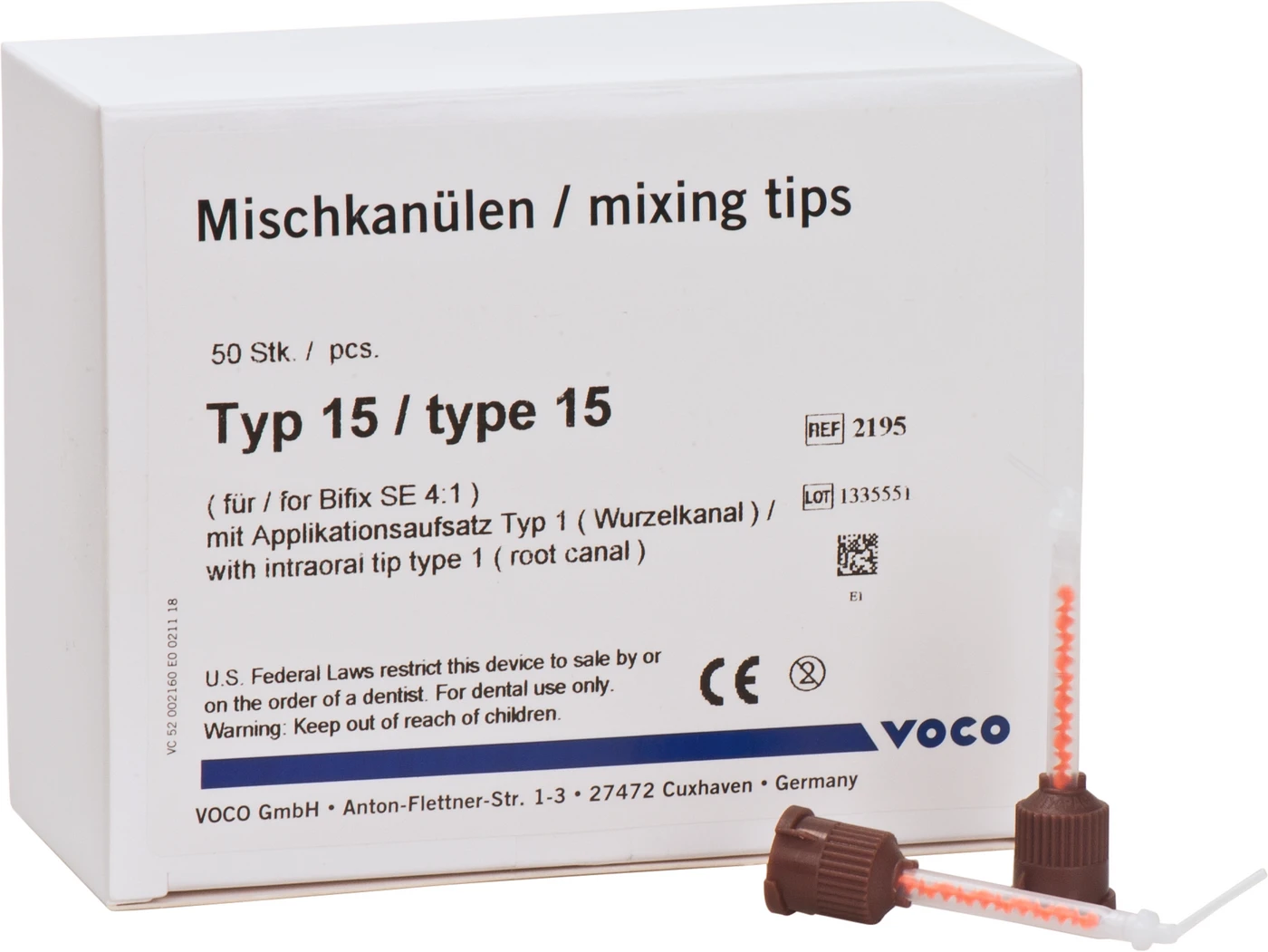 VOCO Mischkanülen Typ 15 Packung 50 Stück braun, Typ 15