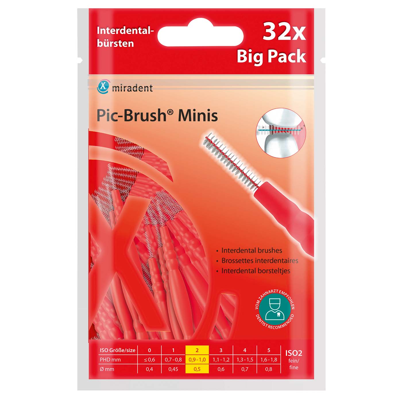 Pic-Brush® Minis Packung 32 Stück rot, fein Ø 0,5 mm