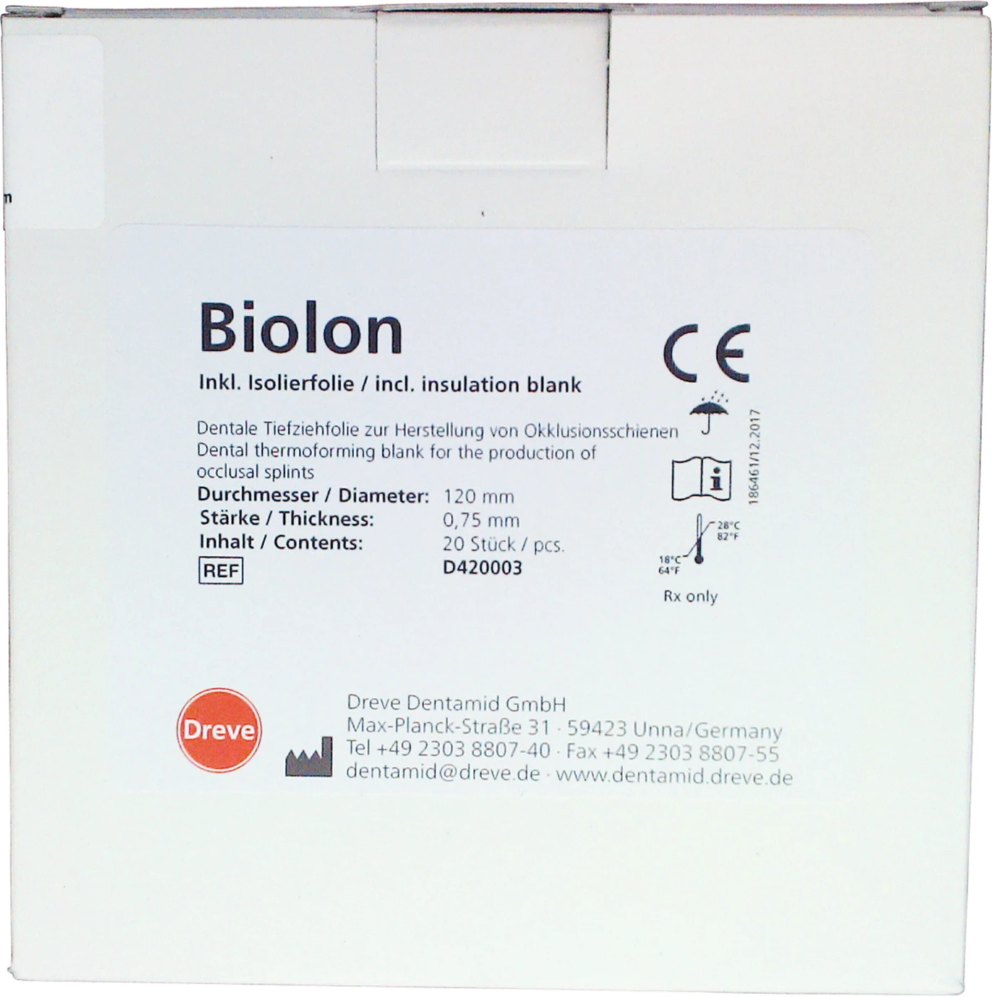 Biolon Packung 20 Stück klar-transparent, Ø 120 mm, Stärke 0,75 mm