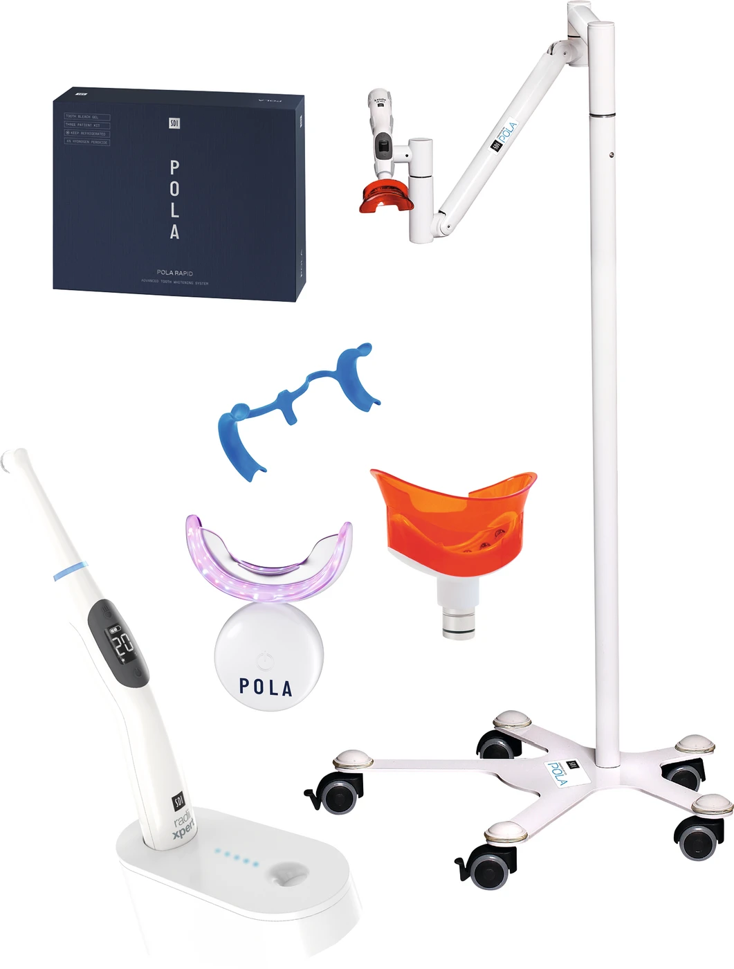 BLEACH INTRO KOSMETIK KIT Kit 1 Pola Rapid 6% 3 Spritzen Kit, 3 Pola Light 6% HP, 1 Radii Xpert LED, Zubehör