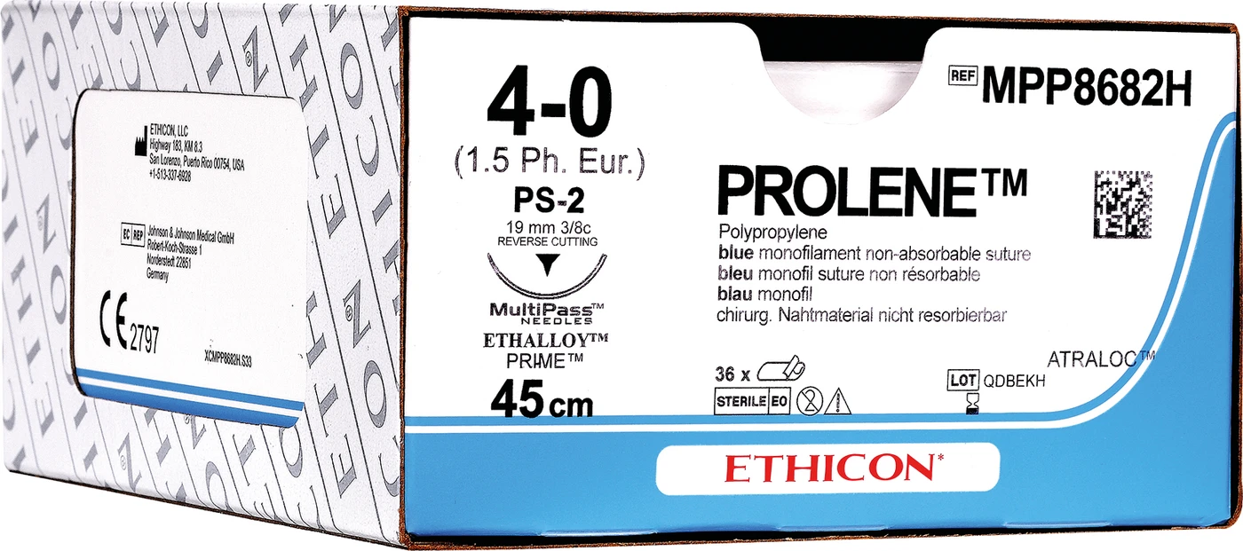 PROLENE Packung 24 Stück blau, 30 cm, TF6, USP 7-0, Stärke 0,5