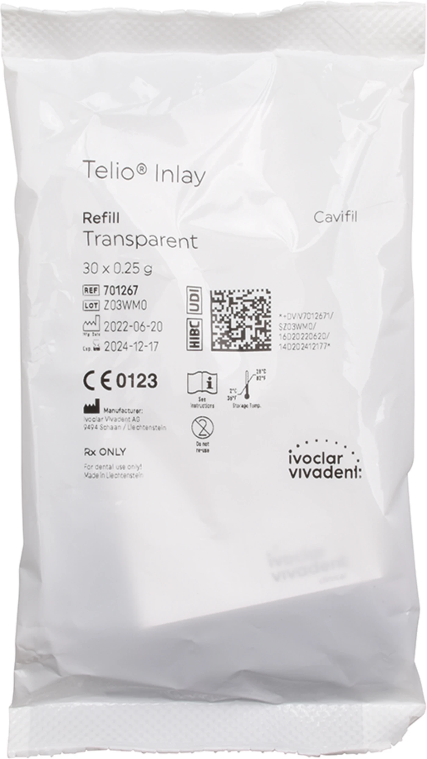 Telio® Inlay/Onlay Packung 30 x 0,25 g Cavifils transparent, für Inlay