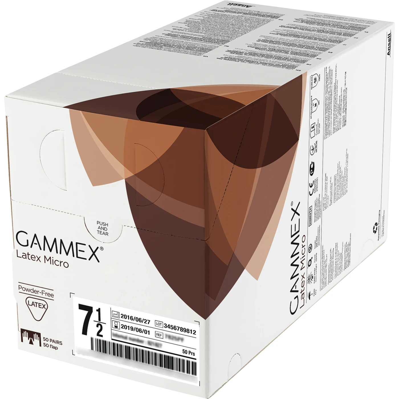 Gammex® Latex Micro Packung 50 Paar puderfrei, braun, Größe 6