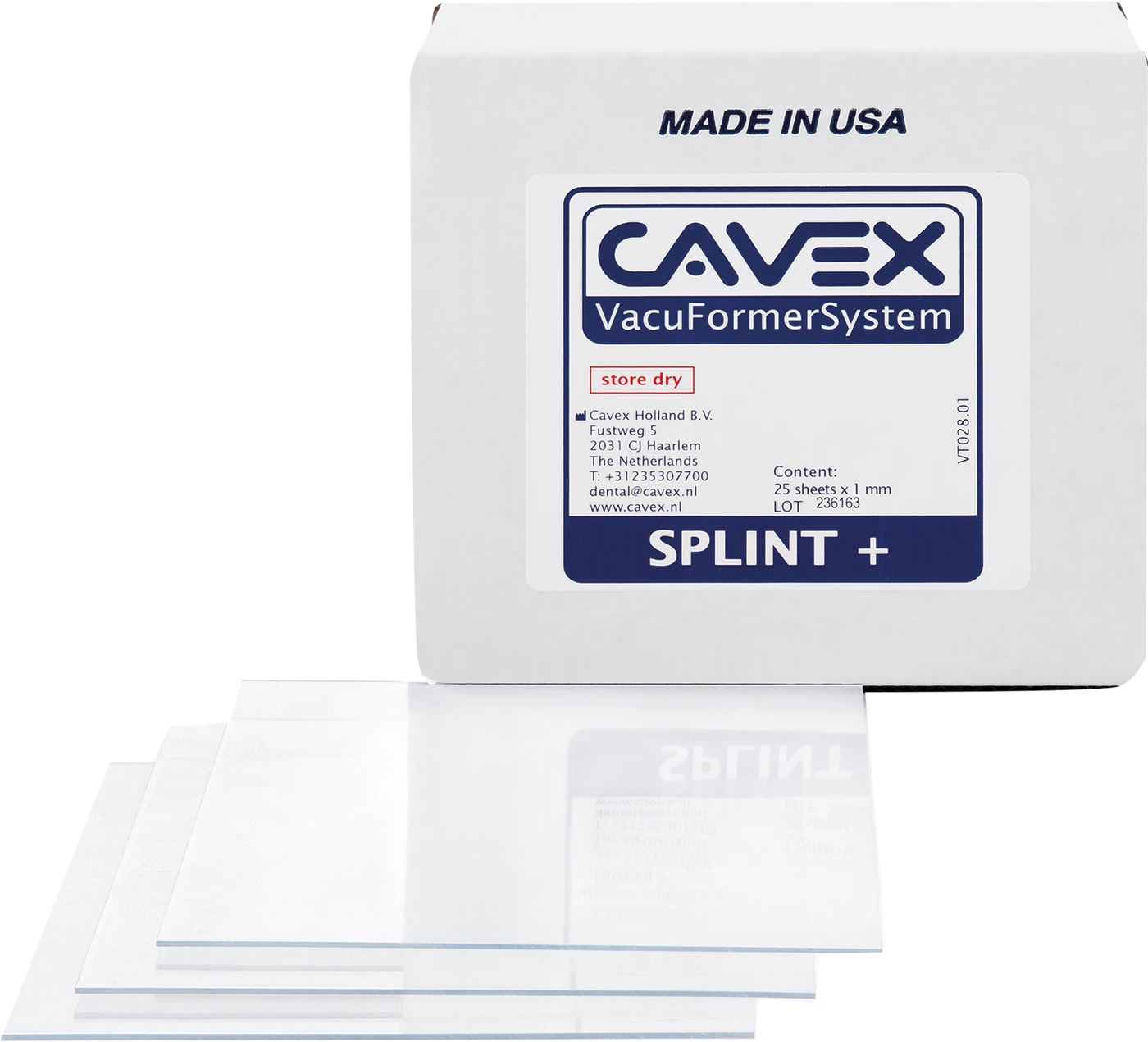 Cavex Splint+ Packung 25 Stück transparent, Stärke 1 mm