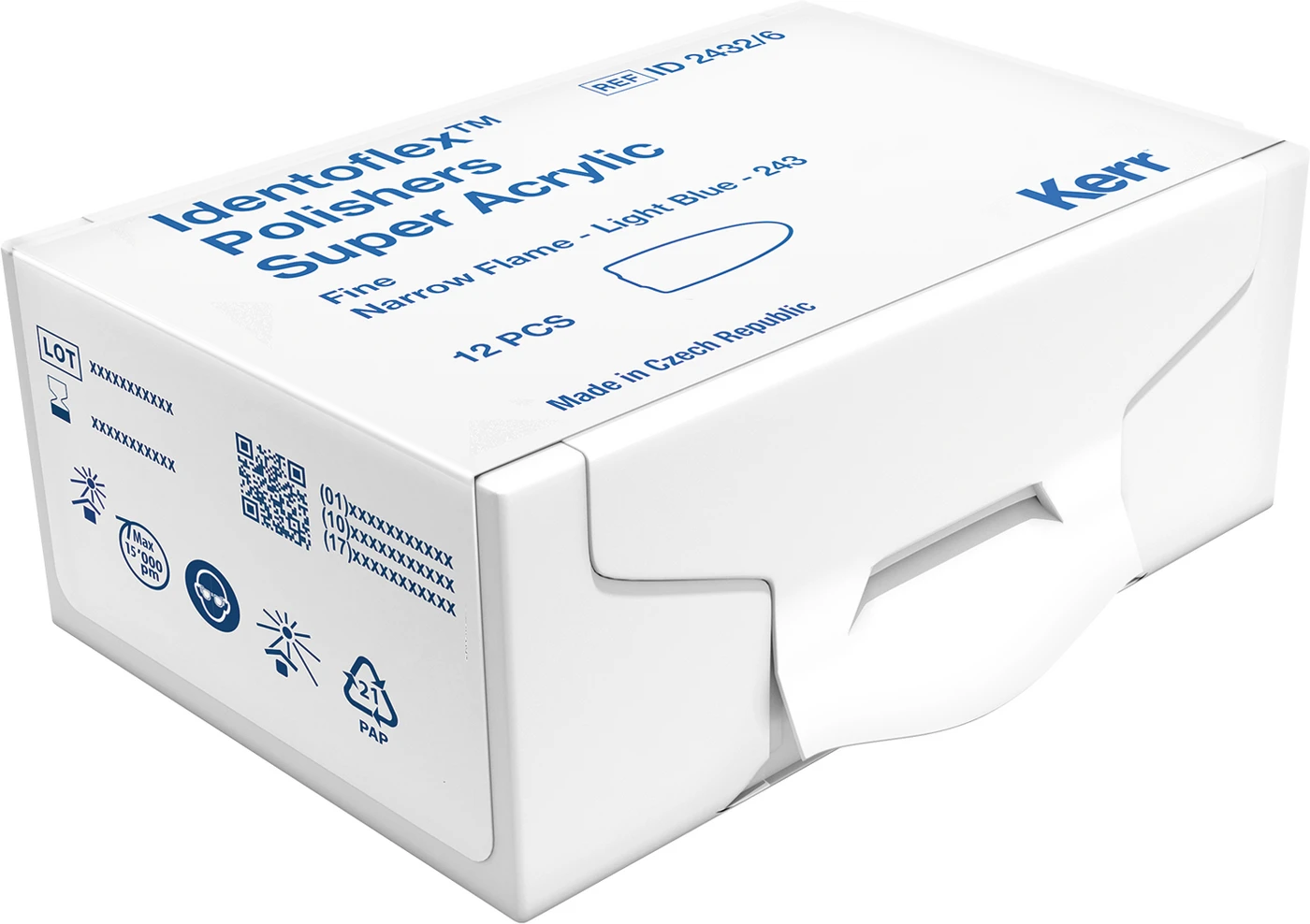 Identoflex™ Super Acrylic Polishers Packung 6 Stück HP, hellblau fein, Flamme schmal