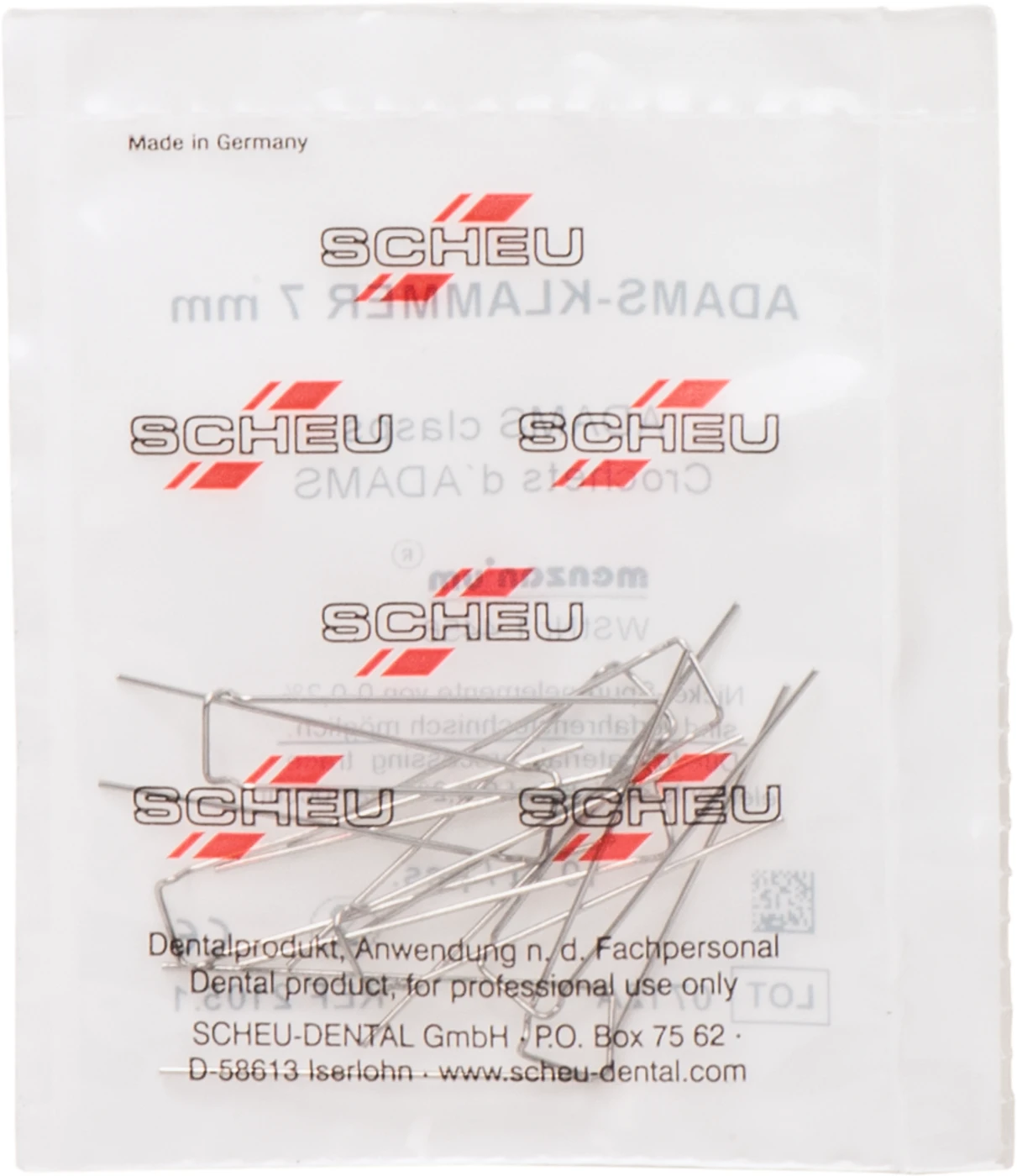 Adams-Klammern Packung 10 Adams-Klammern, 7 mm breit, Ø 0,7 mm