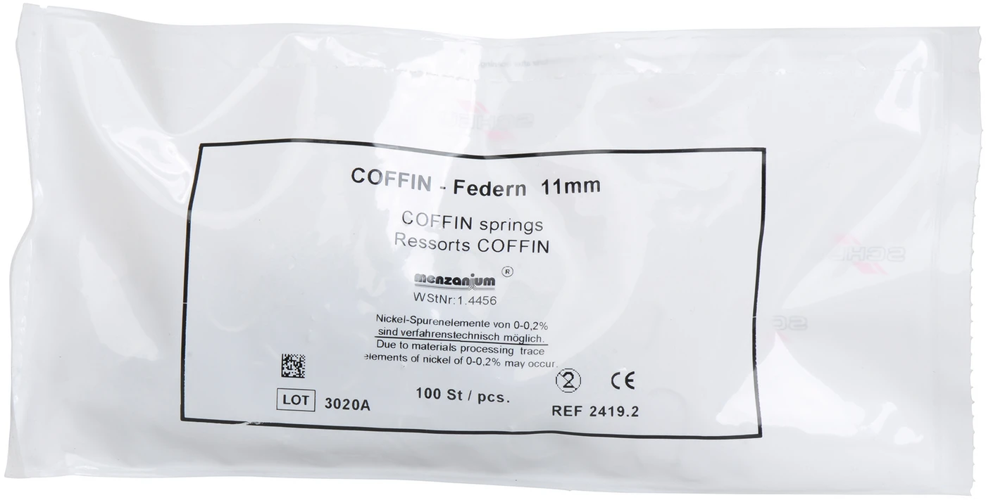 Drahtelemente (vorgefertigt) Packung 100 Coffin-Federn, h = 11 mm