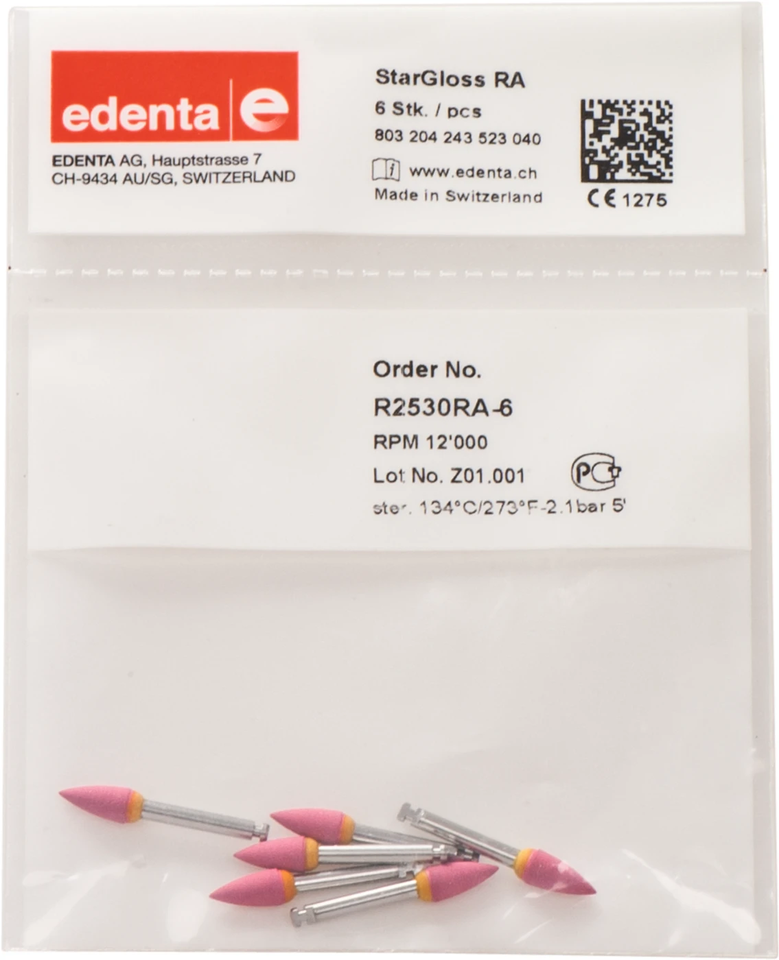 StarGloss Packung 6 Stück pink, RA, Figur 243 Spitze, 10 mm, ISO 040