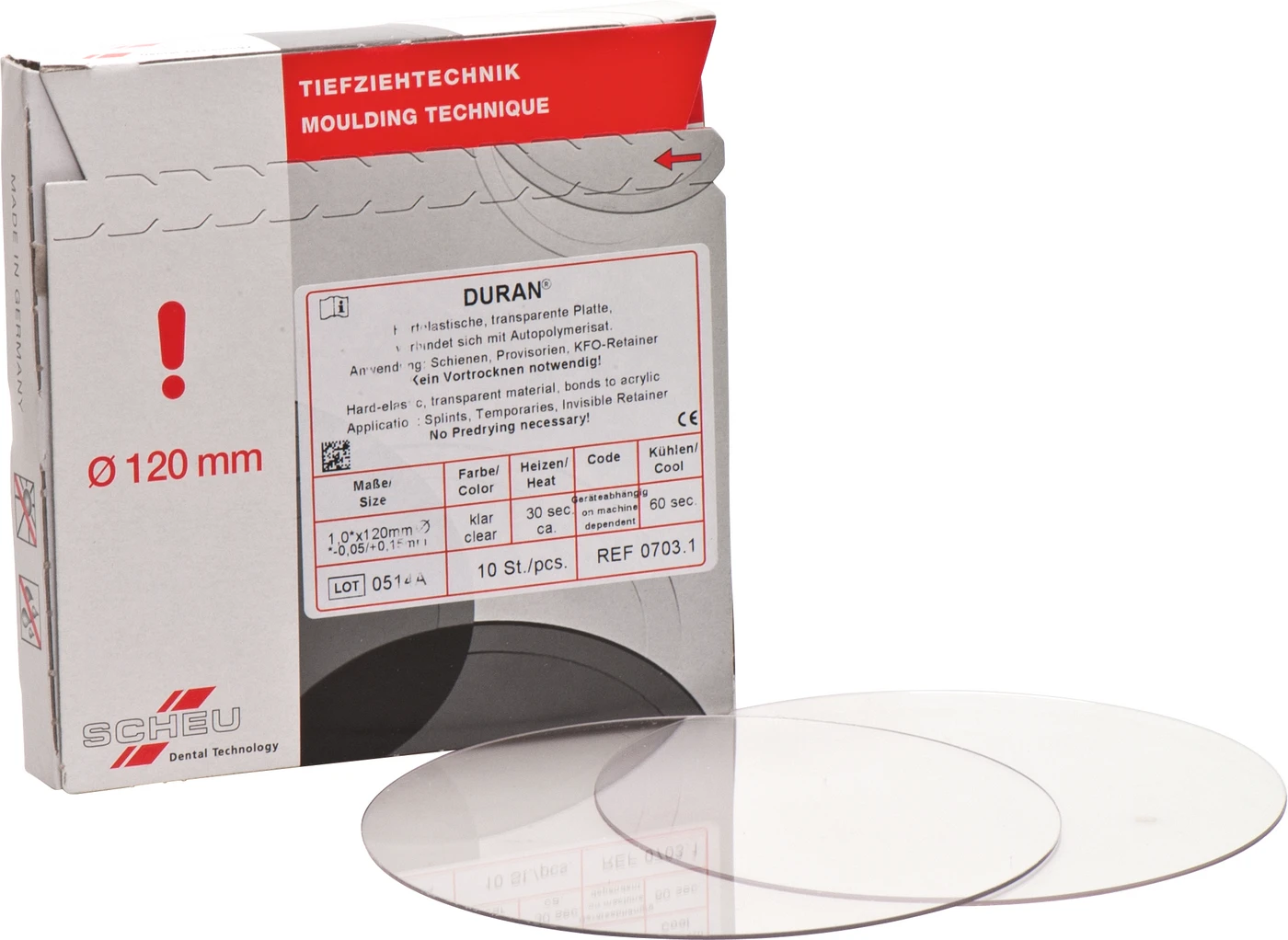 DURAN® Packung 10 Stück rund, Ø 120 mm, Stärke 1 mm