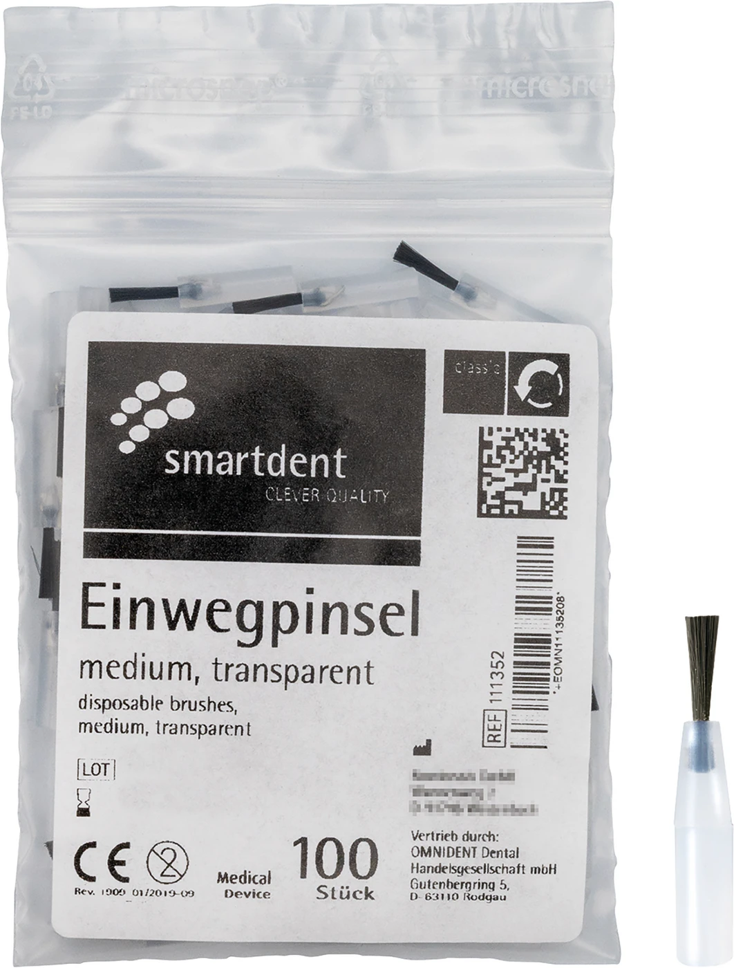 smart Einwegpinsel Packung 100 Stück, Haar schwarz, mittel