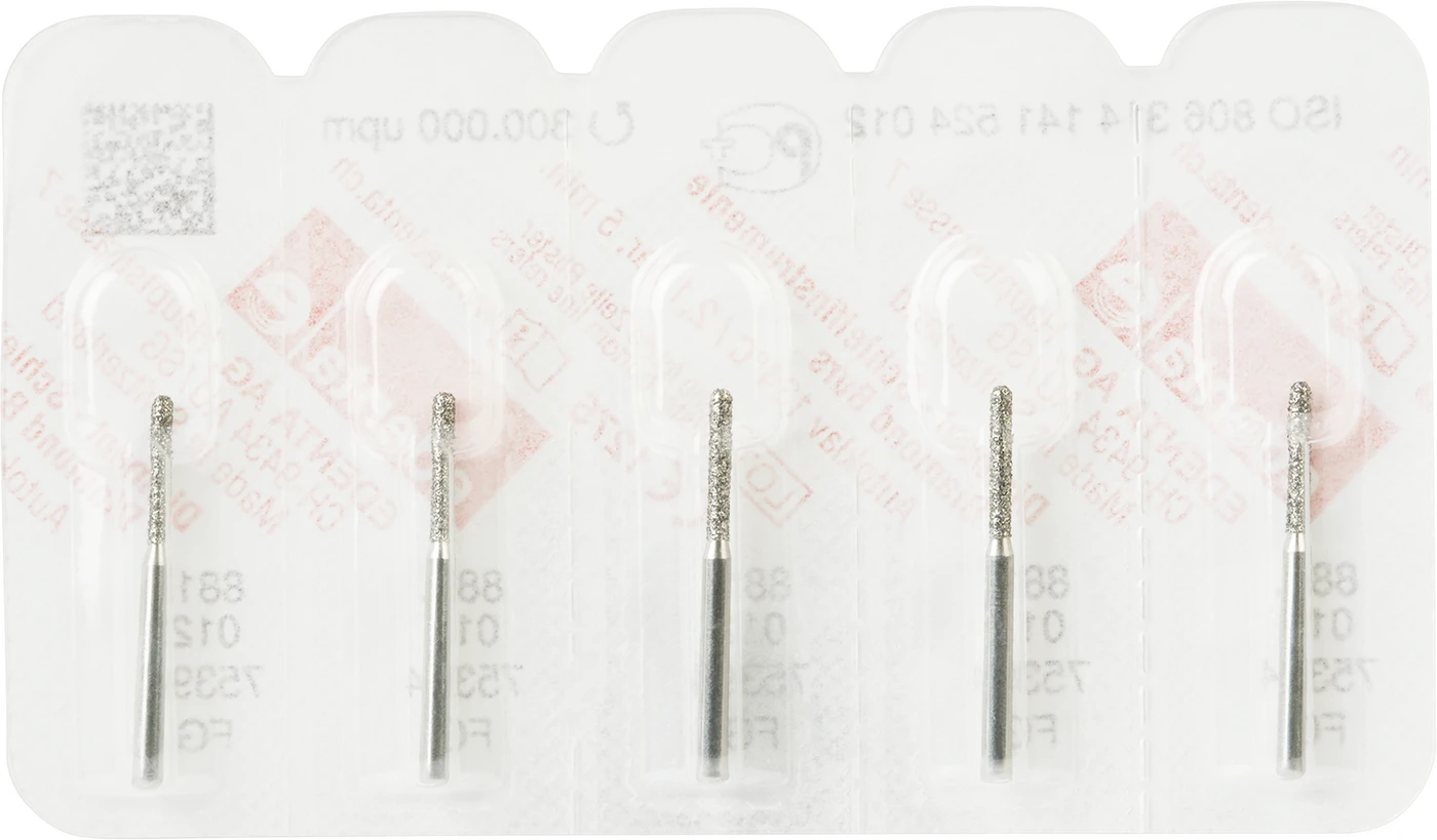 Diamanten 881 Packung 5 Stück Standard, FG, Figur 141 Zylinder rund, 6 mm, ISO 012