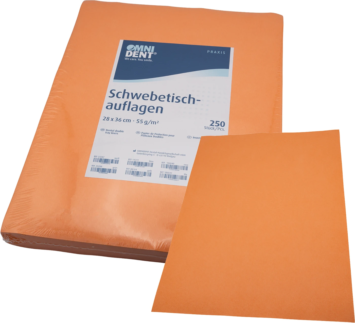 Schwebetischauflagen Packung 250 Stück 28 x 36 cm, orange