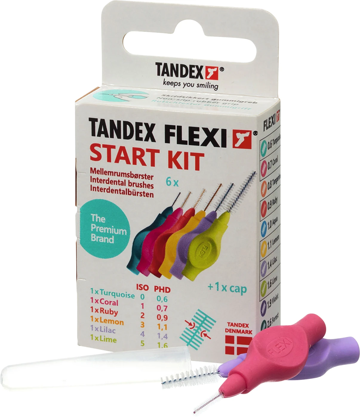 FLEXI® Interdentalbürsten PHD Start Kit 6 Stück (turquoise, coral, tangerine, ruby, aqua, lilac) PHD 0.6 - 1.4, ISO 0-4 FLEXI® Interdentalbürsten PHD Start Kit 6 Stück (turquoise, coral, tangerine, ruby, aqua, lilac) PHD 0.6 - 1.4, ISO 0-4