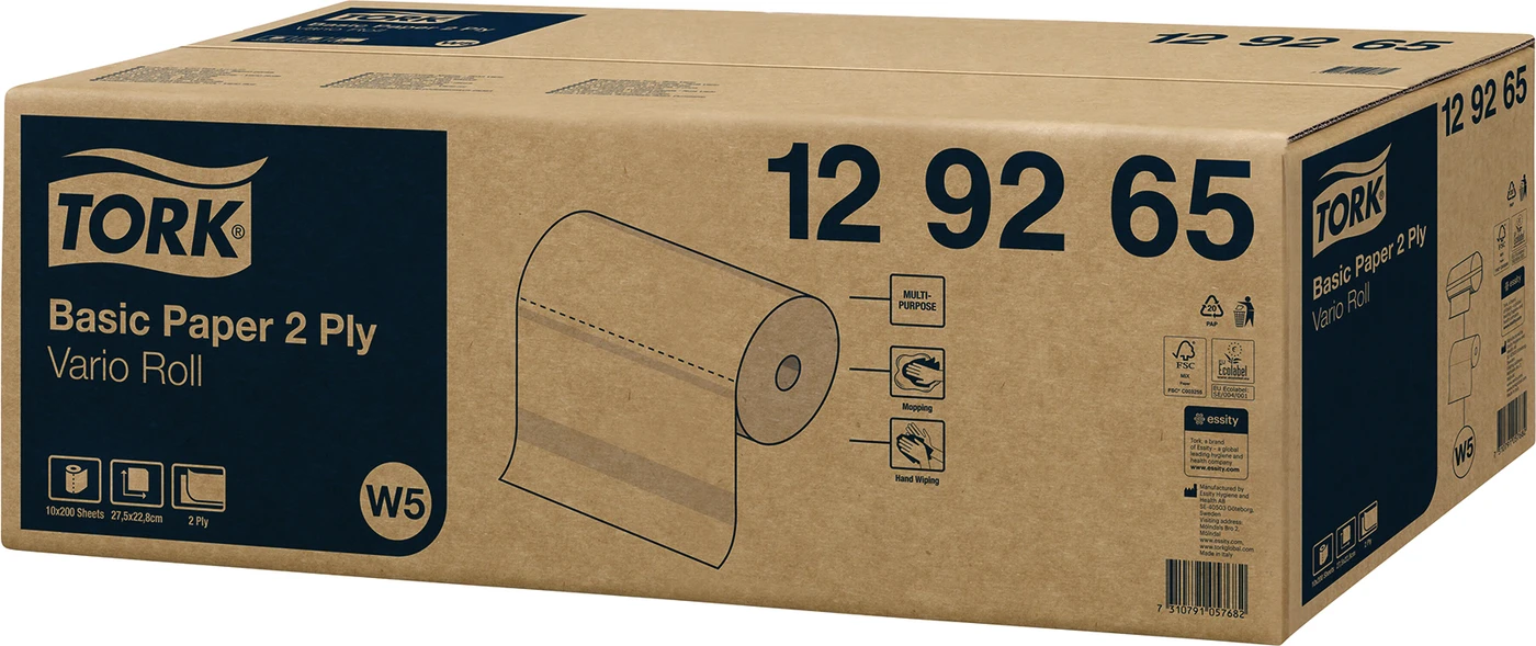 TORK® Standard Papierwischtücher W5 System Karton 10 x 200 Stück 2-lagig, geprägt, perforiert, 23 x 27,5 cm, hochweiß