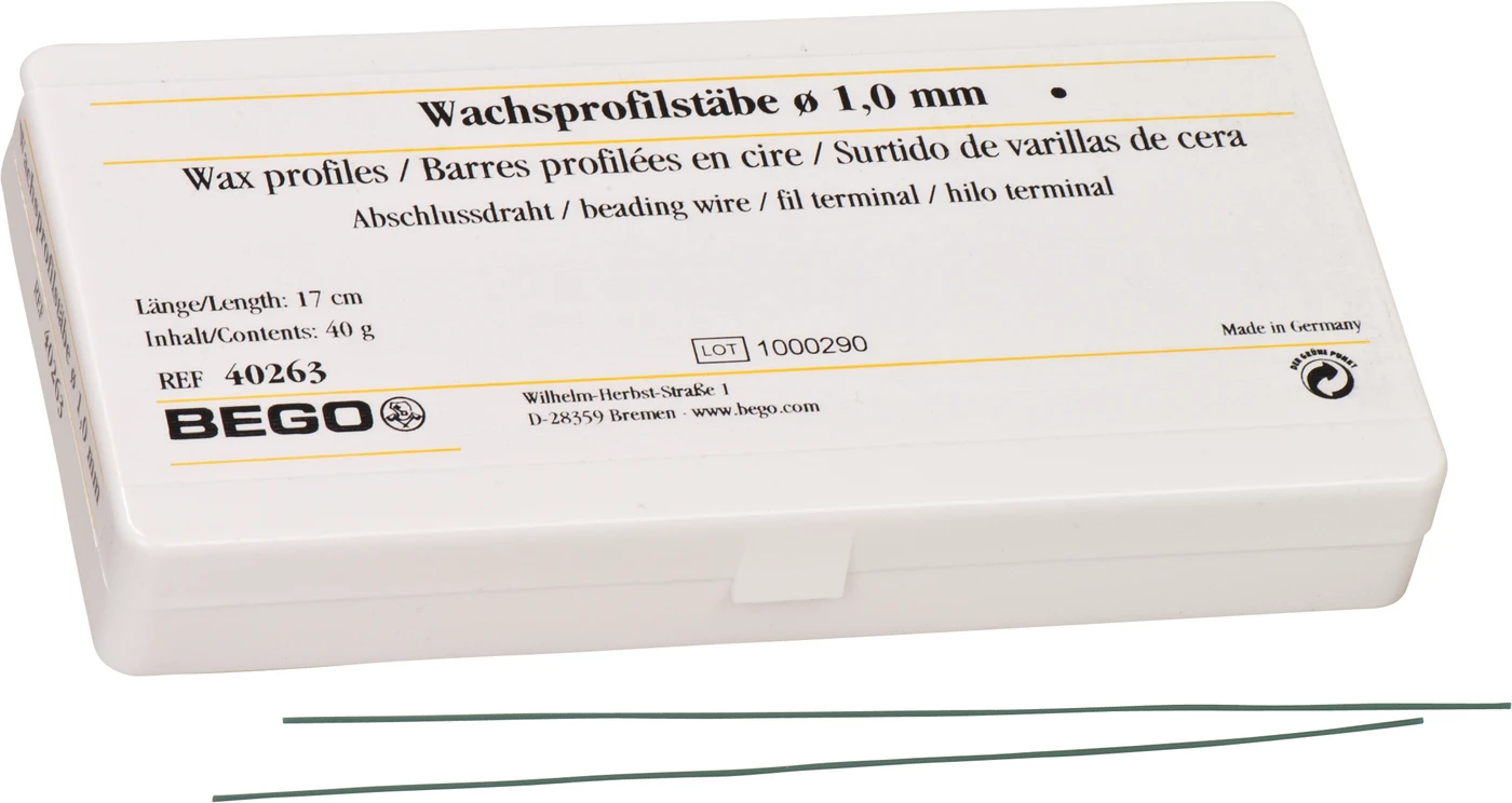 Wachsprofilstäbe Packung 40 g Abschlussdraht, 1 mm