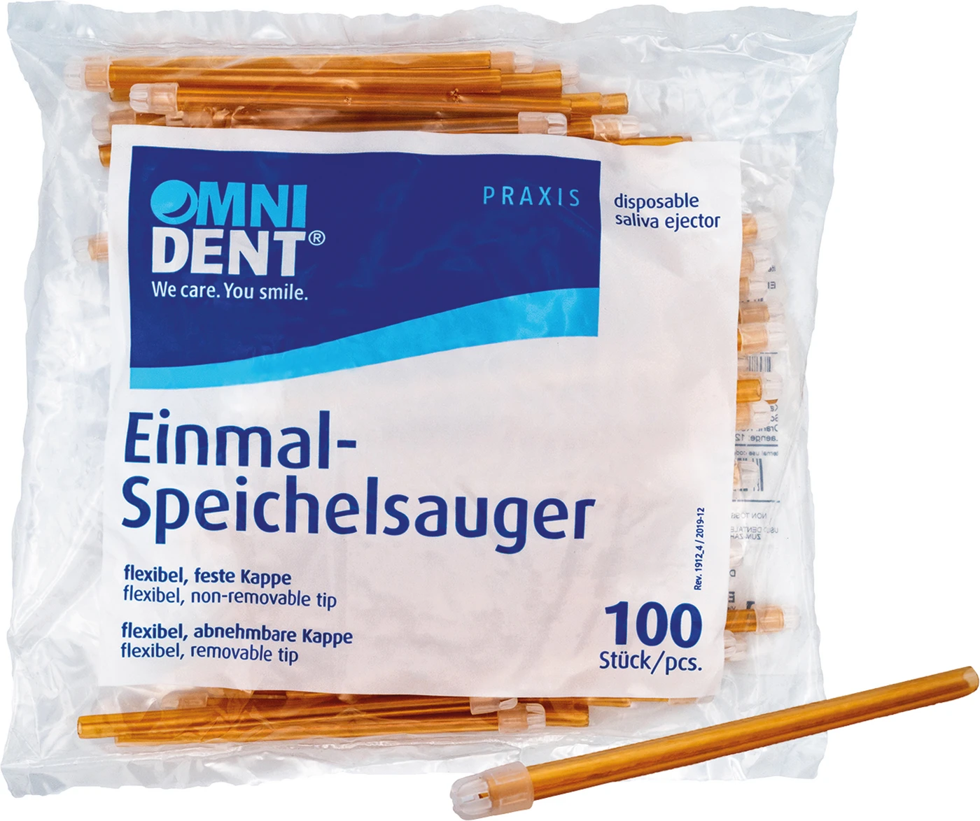 Omni Speichelsauger Packung 100 Stück lose Kappe orange