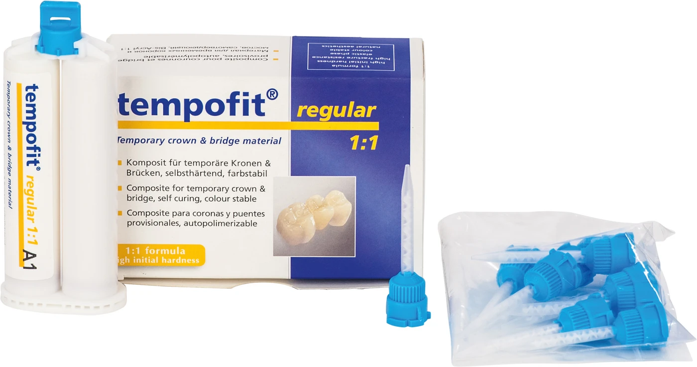 tempofit® regular 1:1 Standardpackung 50 ml Doppelkartusche A1, 10 Mischkanülen