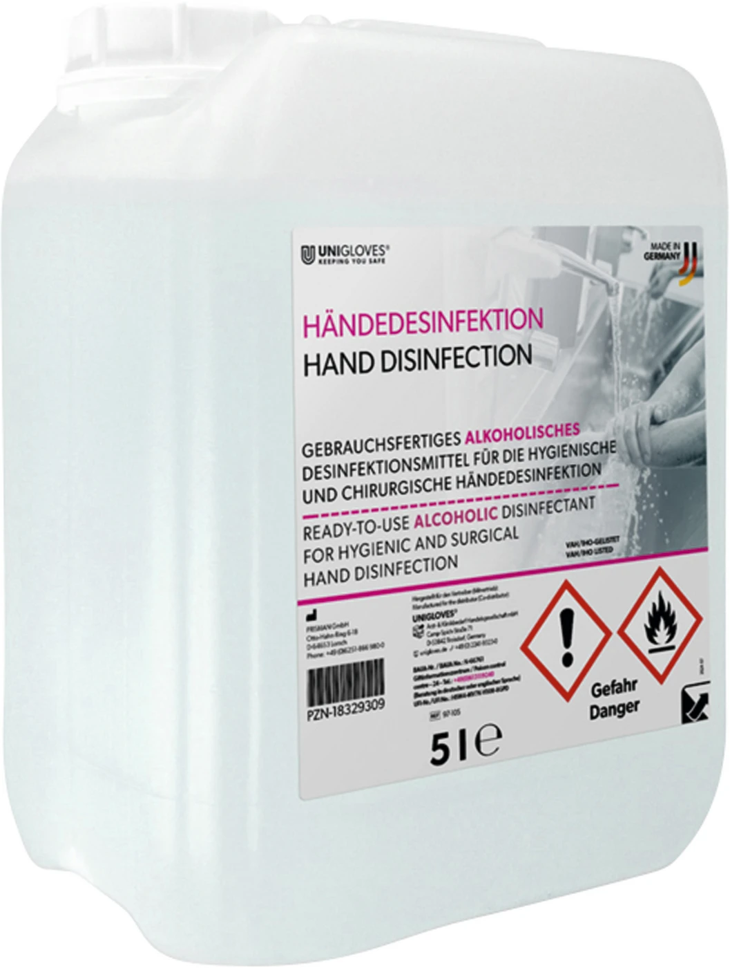 UNIGLOVES Händedesinfektion Kanister 5 Liter
