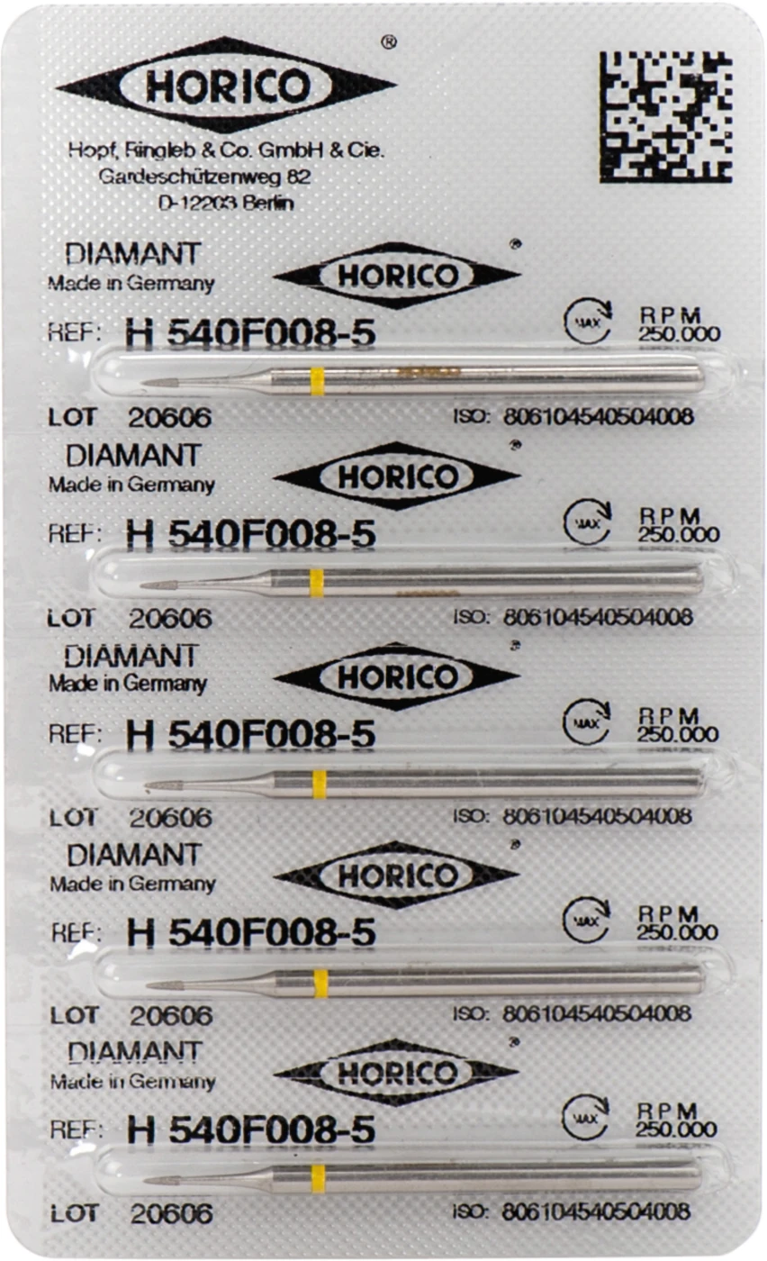 Diamantschleifer H 540 Packung 5 Stück gelb extra-fein, HP, Figur 540, 4 mm, ISO 008