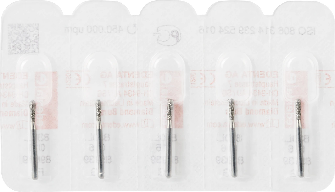 Diamanten 830L Packung 5 Stück Standard, FG, Figur 239 Birne lang, 5 mm, ISO 016