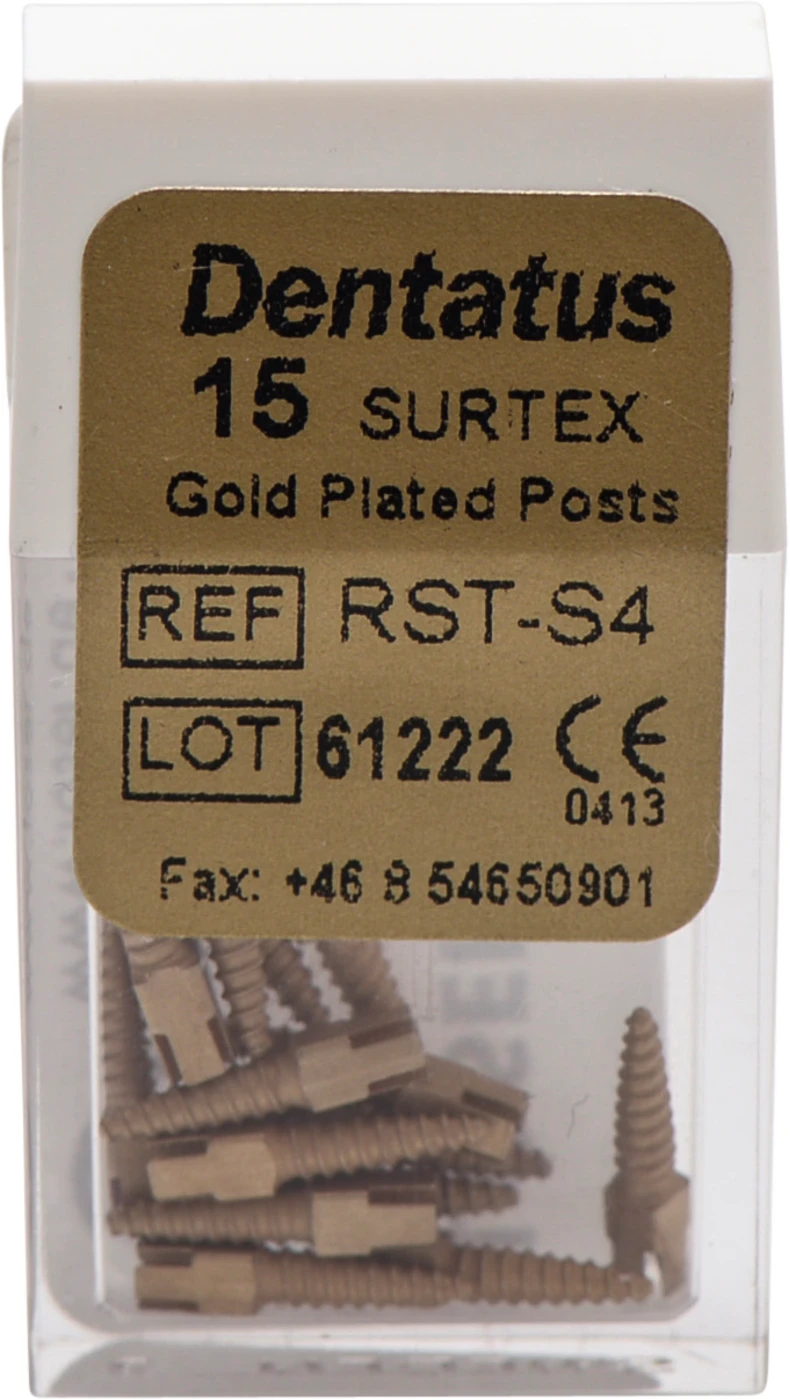 Classic Surtex vergoldete Wurzelstifte Packung 15 Stück 7,8 mm, Ø 1,5 mm, Größe 4