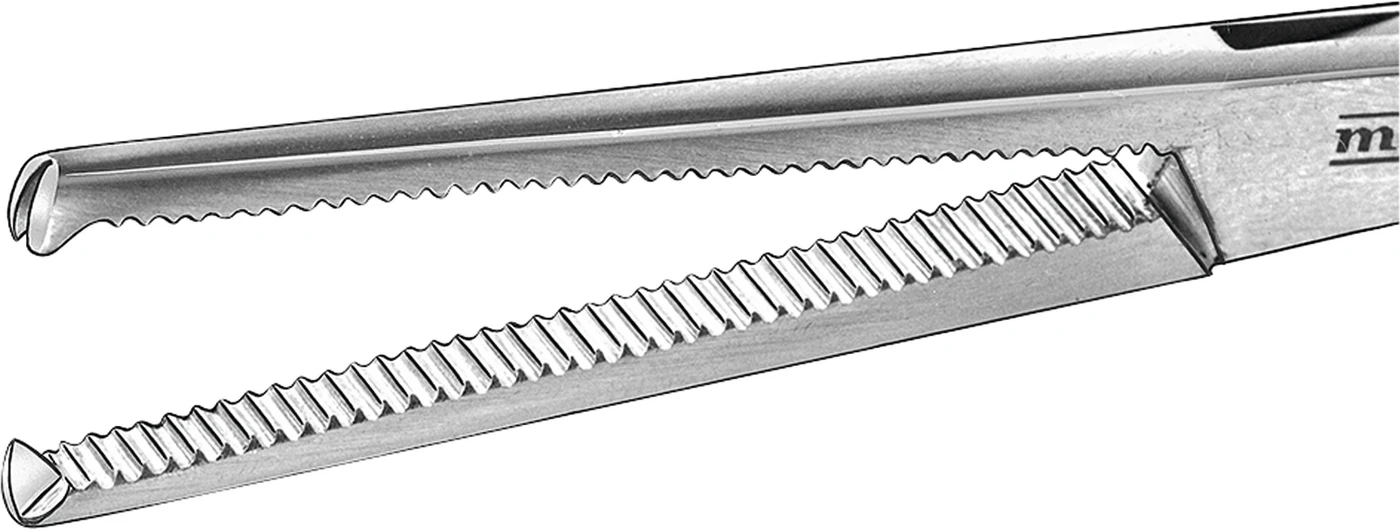 Arterienklemmen nach Ochsner-Kocher Stück 1899A/15, 15 cm, gebogen Arterienklemmen nach Ochsner-Kocher Stück 1899A/15, 15 cm, gebogen