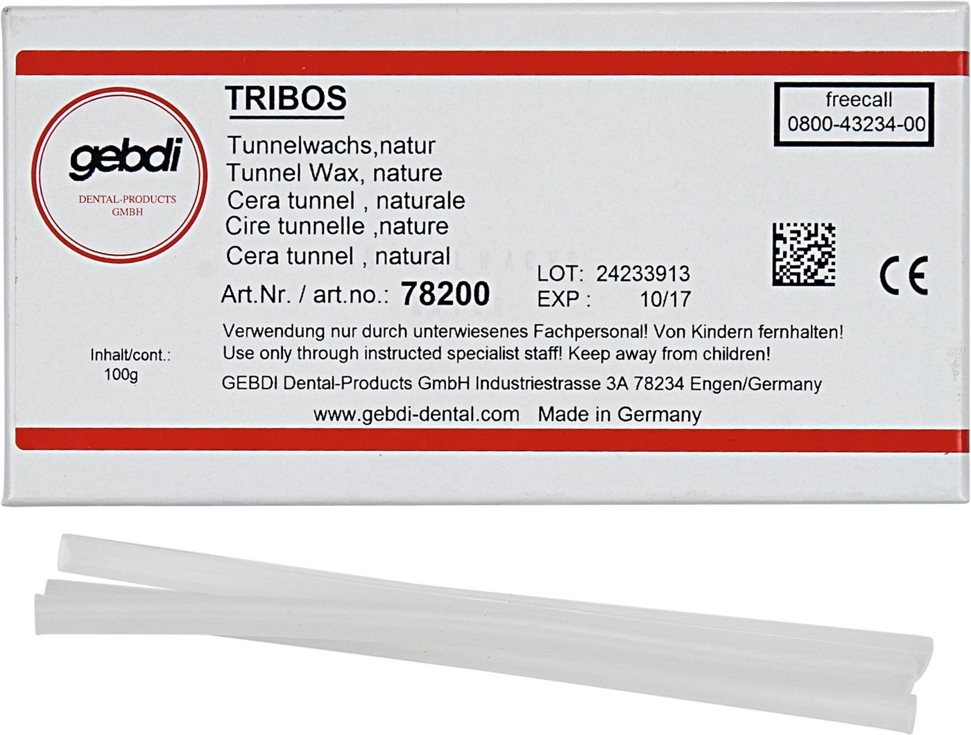 TRIBOS Tunnelwachs Packung 100 g natur