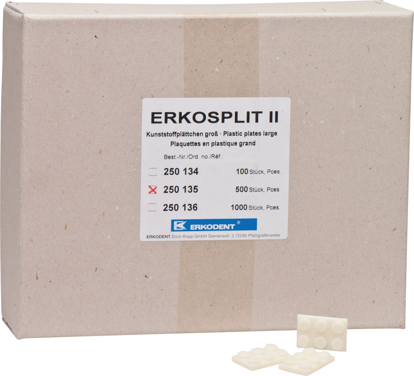 ERKOSPLIT II Packung 500 Kunststoffplättchen groß