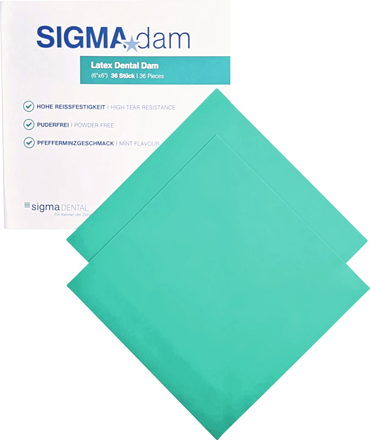 SIGMA Dam  Packung 36 Stück grün , 6" x 6", thin