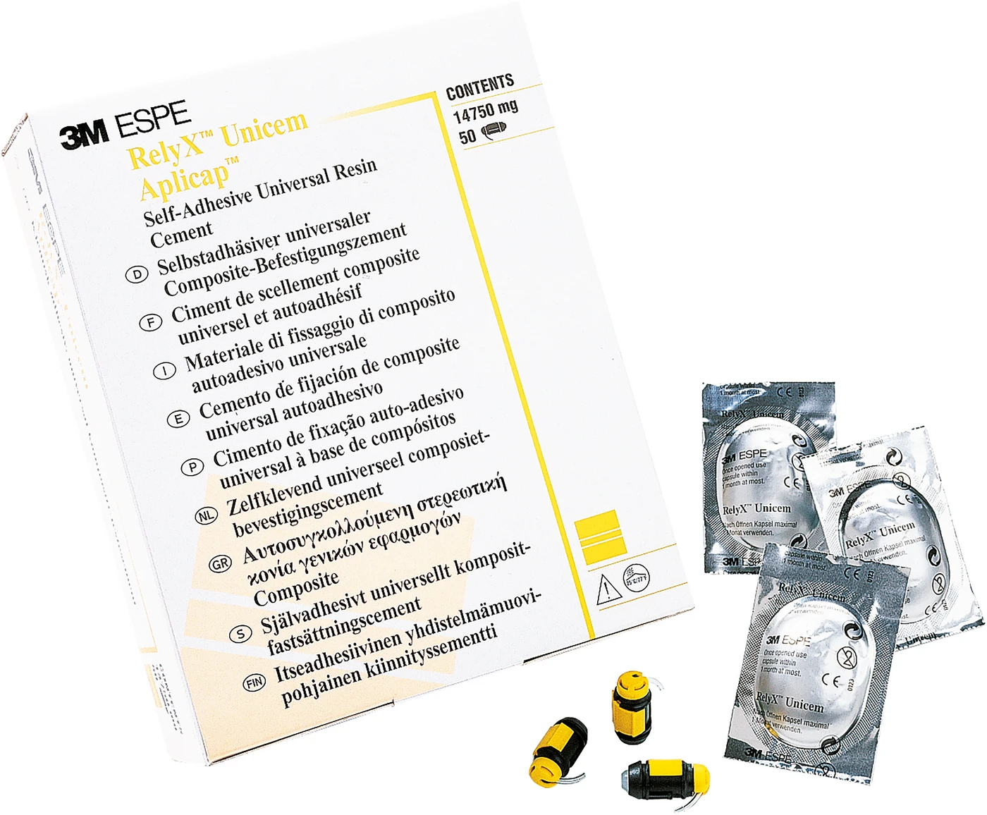 RelyX™ Unicem Packung 50 Aplicap Kapseln transluzent, 10 Verlängerungskanülen