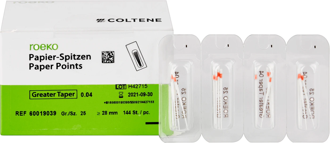 roeko Papier-Spitzen Greater Taper Cellpackung 144 Stück Taper.04 ISO 025 