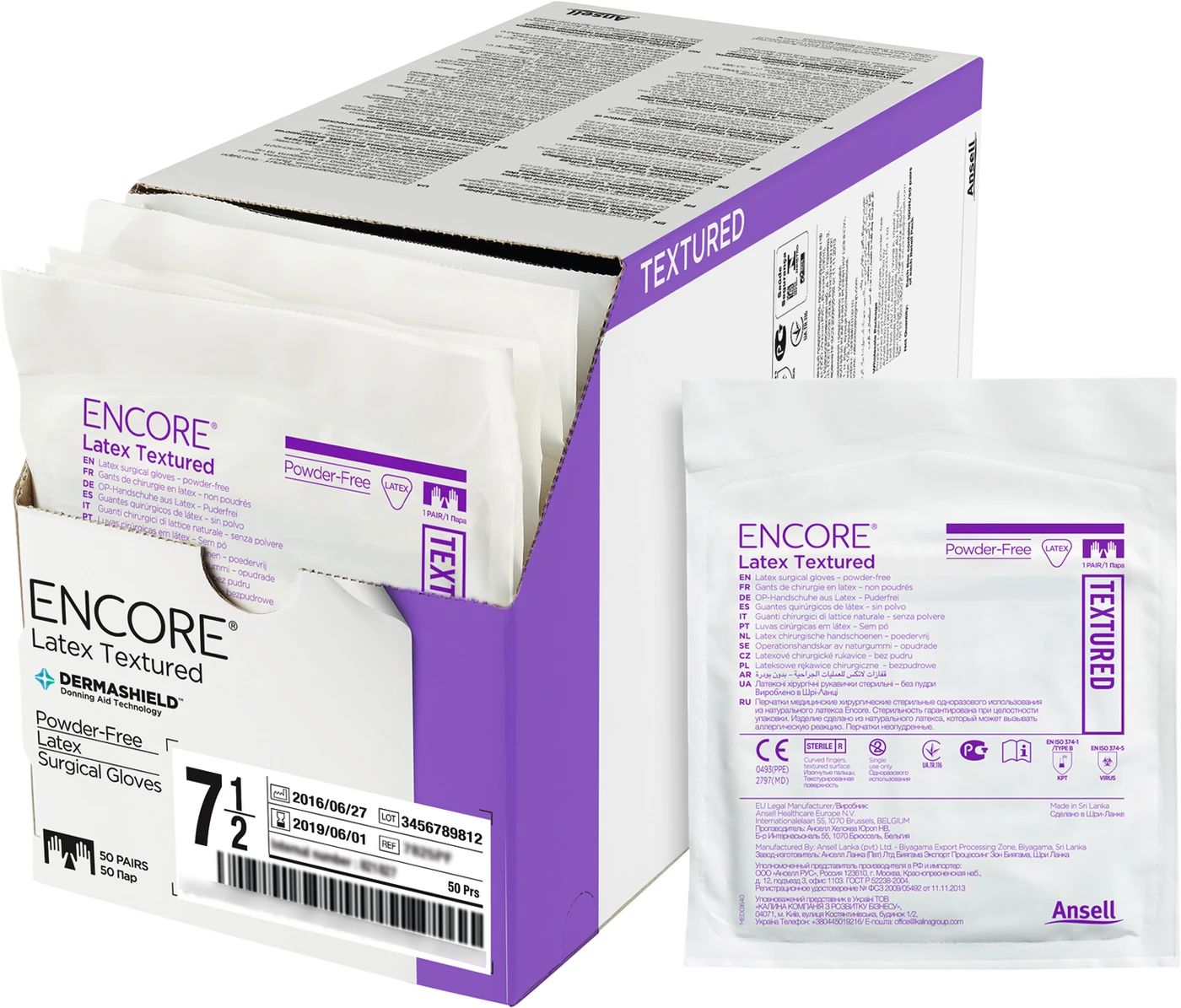 ENCORE® Latex Textured Packung 50 Paar puderfrei, natur, Größe 5,5
