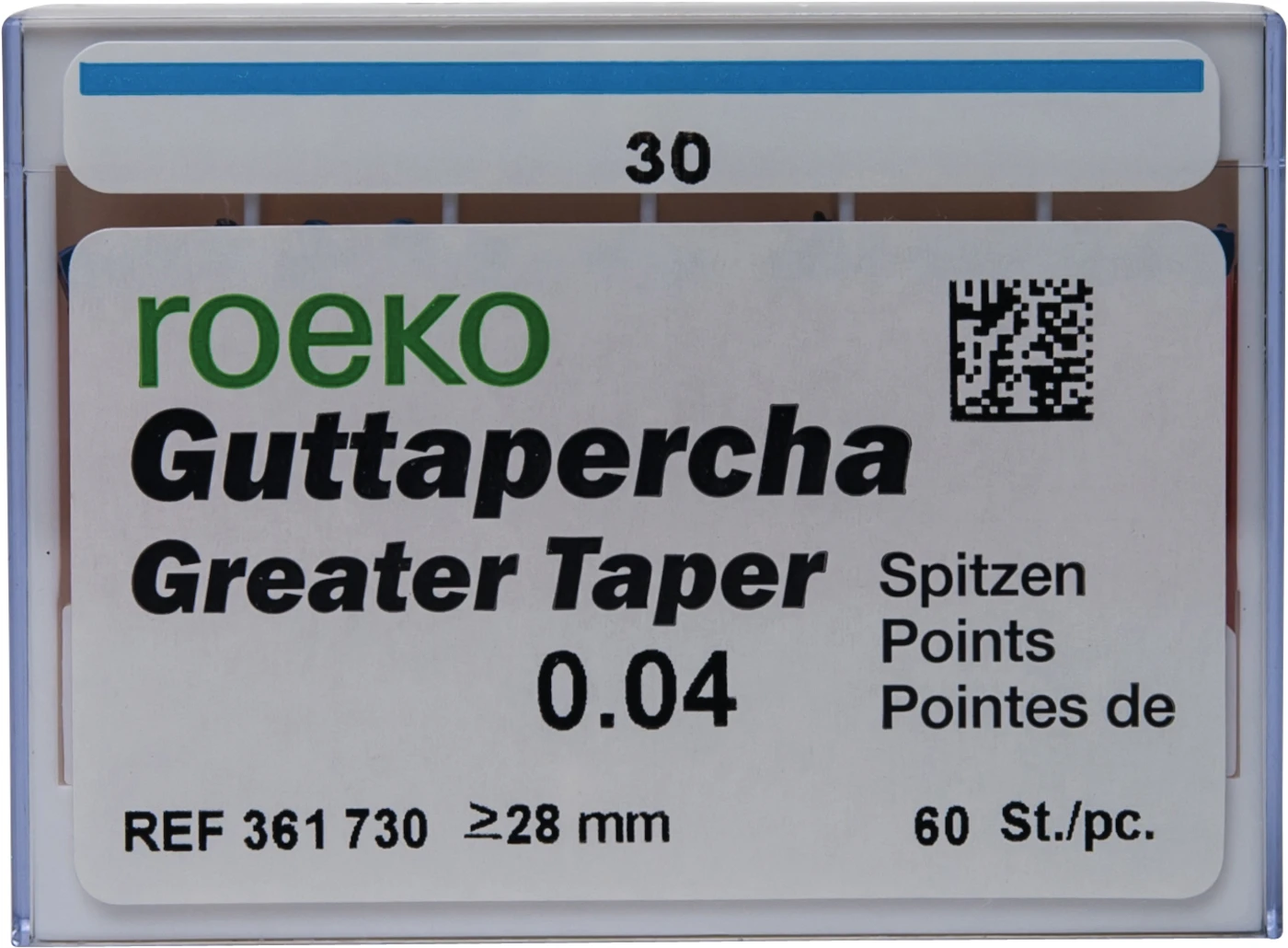 Guttapercha Greater Taper Packung 60 Stück Taper.04 ISO 030