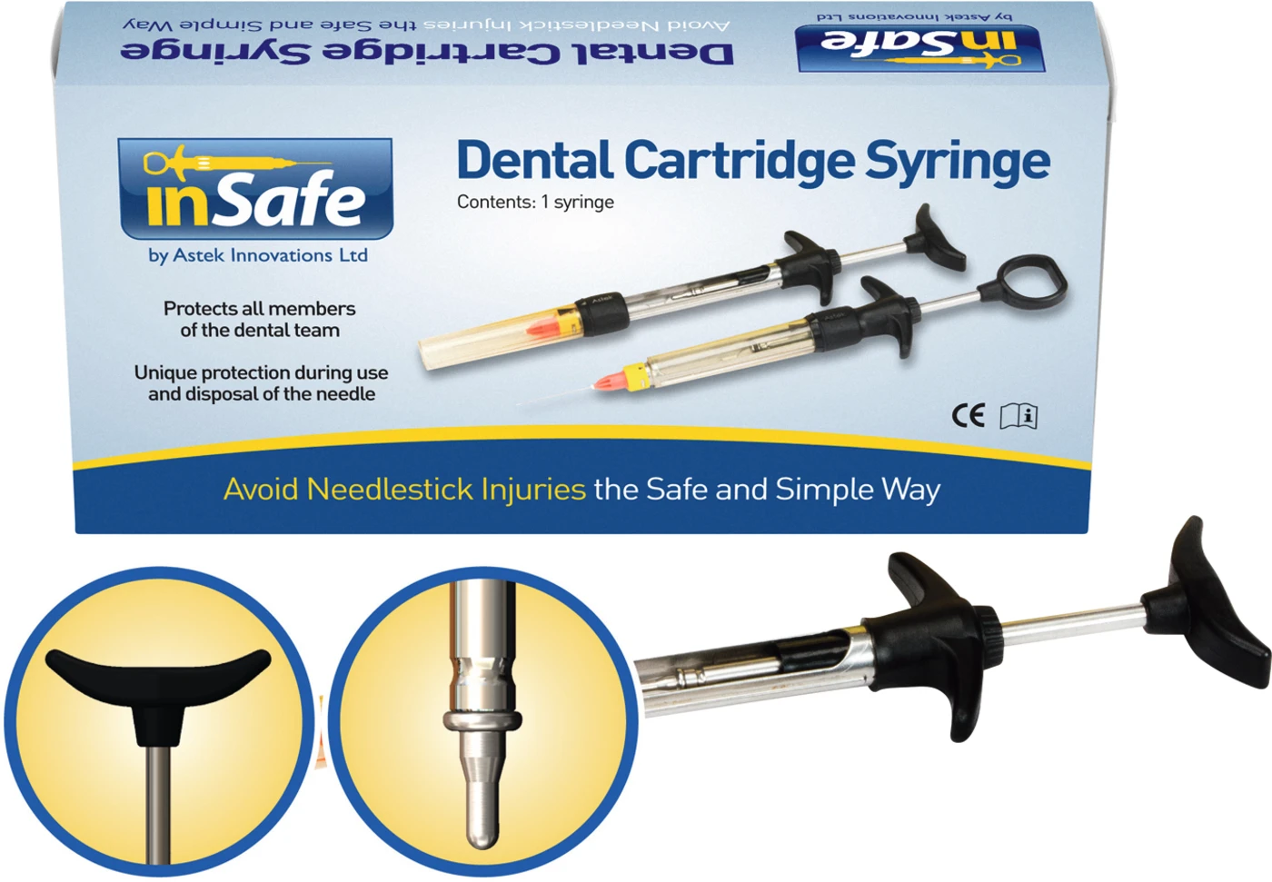 inSafe Spritze Stück 2,2 ml, selbst aspirierend , T-Griff