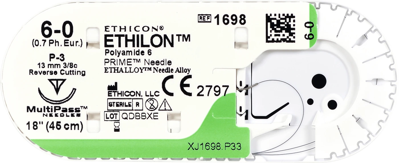 ETHILON Packung 36 Stück schwarz, 45 cm, C2, USP 5-0