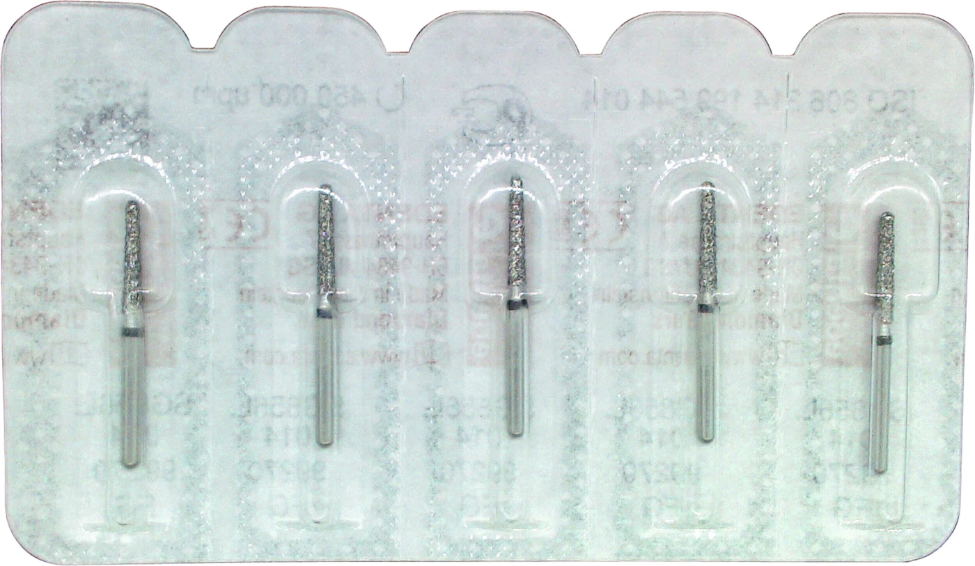 Diamanten 856L Packung 5 Stück schwarz supergrob, FG, Figur 199 langer Konus rund, 9 mm, ISO 014