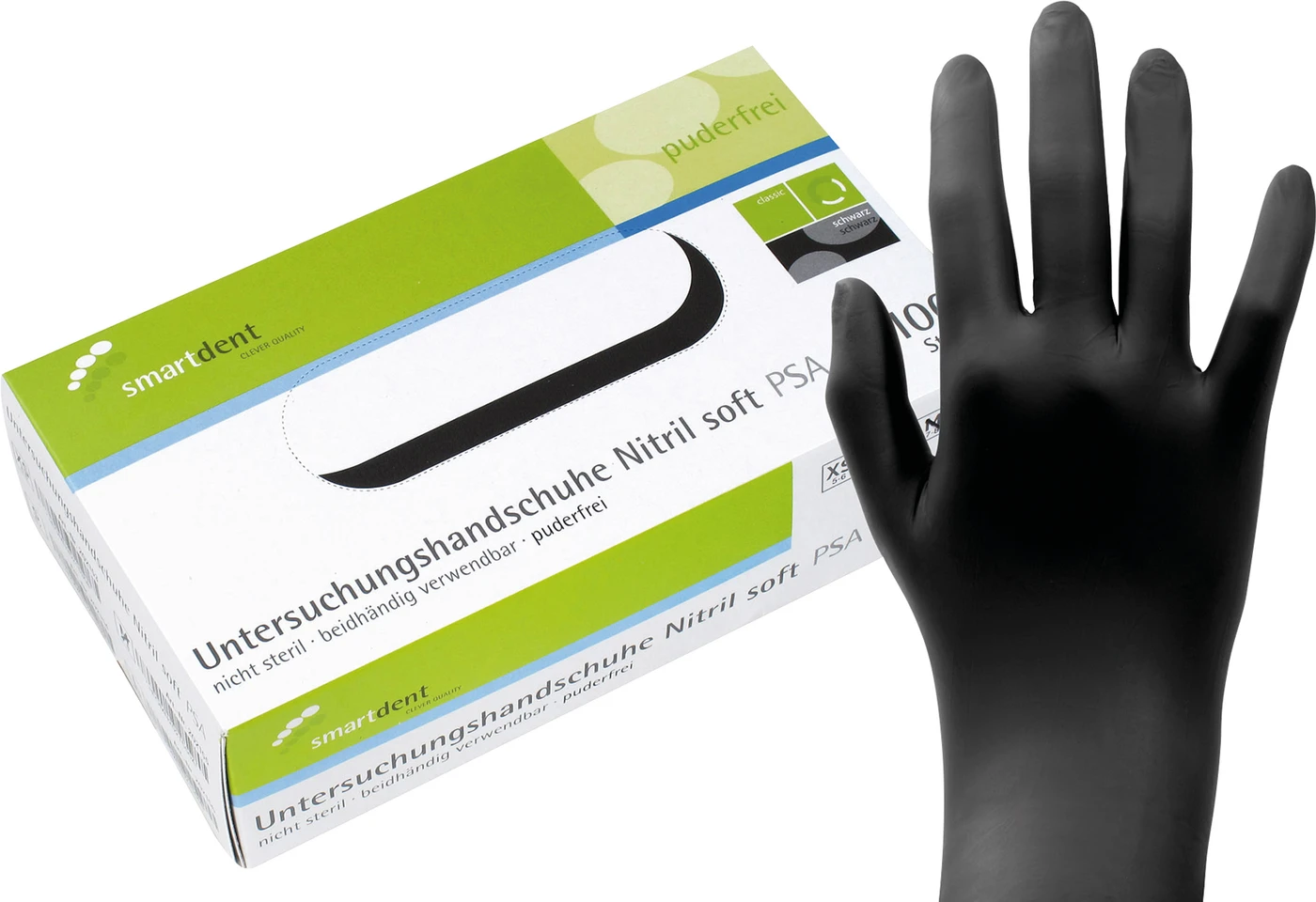 smart Nitrilhandschuhe Soft PF Packung 100 Stück puderfrei, schwarz, M
