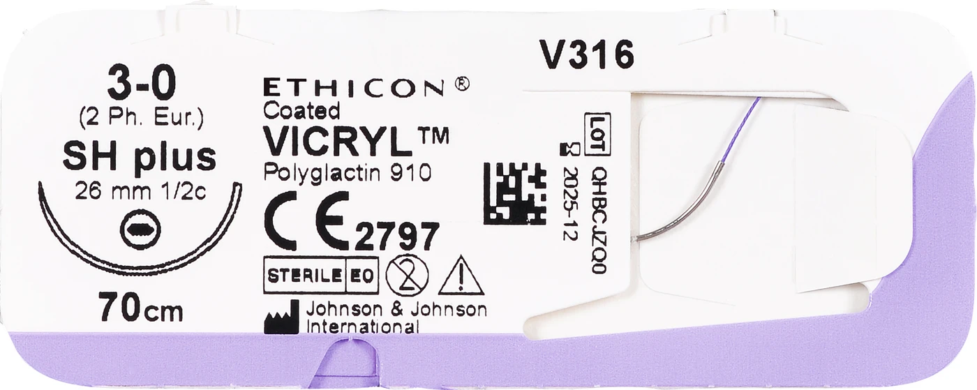 VICRYL™ Packung 36 Stück violett, 70 cm, TF, USP 6-0, Stärke 0,7