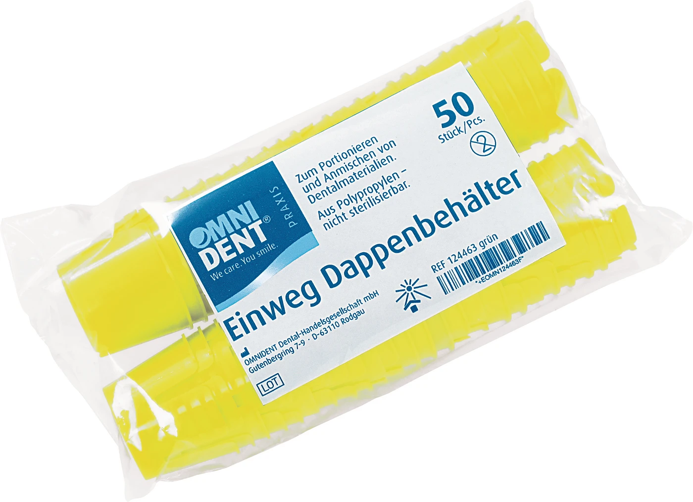 Omni Einmaldappenbehälter Packung 50 Stück gelb