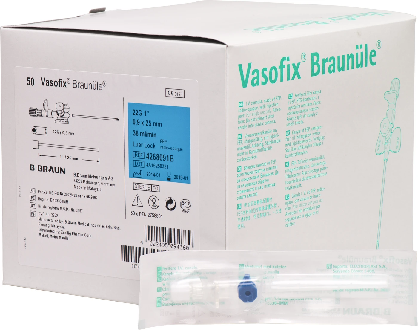 Vasofix® Braunüle® Packung 50 Stück blau, G 22, 0,9 x 25 mm