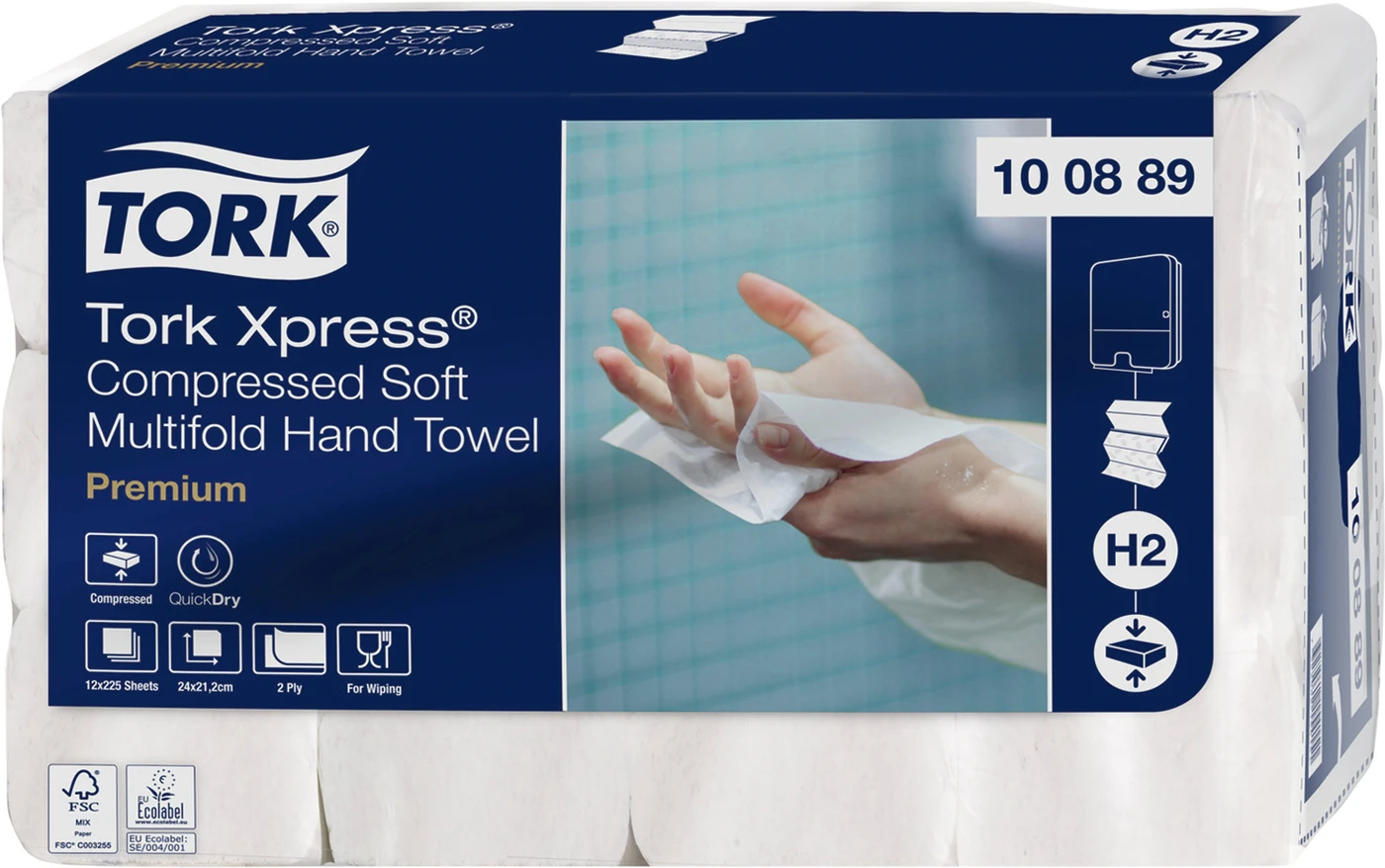 TORK® Xpress® komprimierte weiche Multifold-Handtücher Karton 12 x 225 Stück 2-lagig, weiß TORK® Xpress® komprimierte weiche Multifold-Handtücher Karton 12 x 225 Stück 2-lagig, weiß