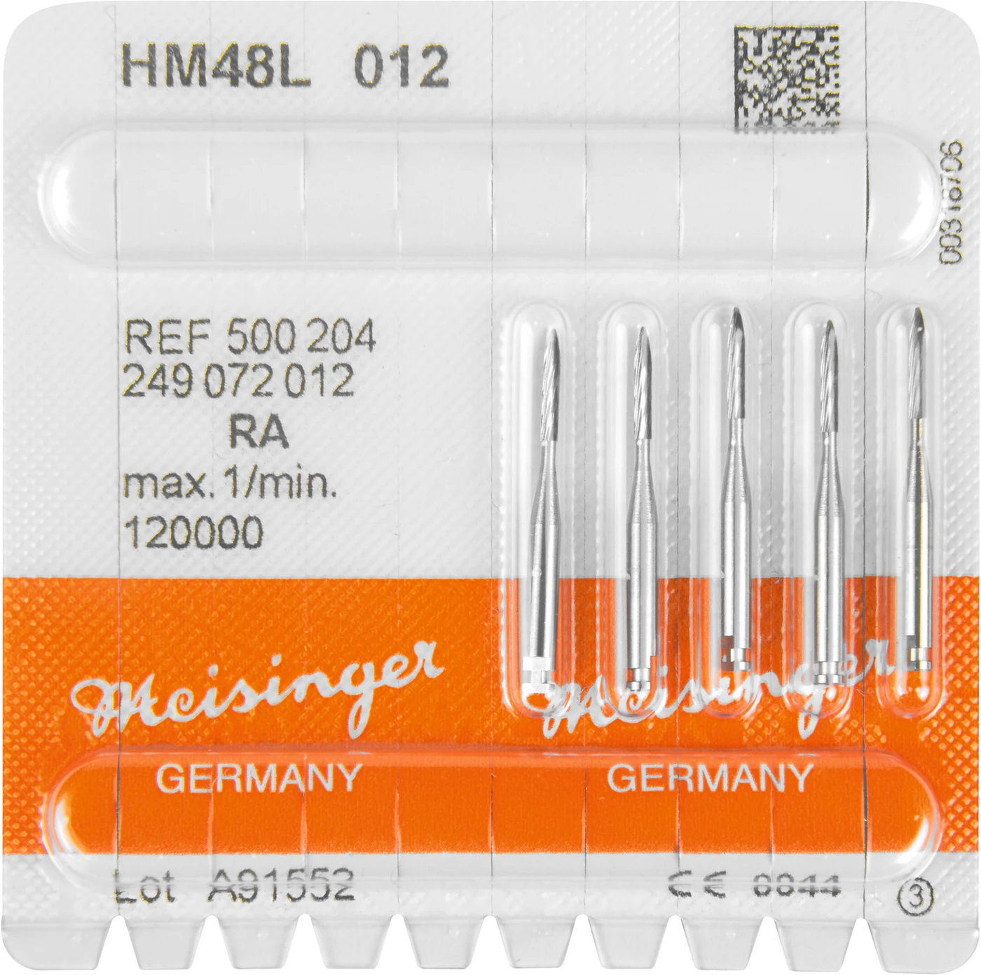 HM-Finierer 48L Packung 5 Stück fein RA, Figur 249 Flamme, 8 mm, ISO 012