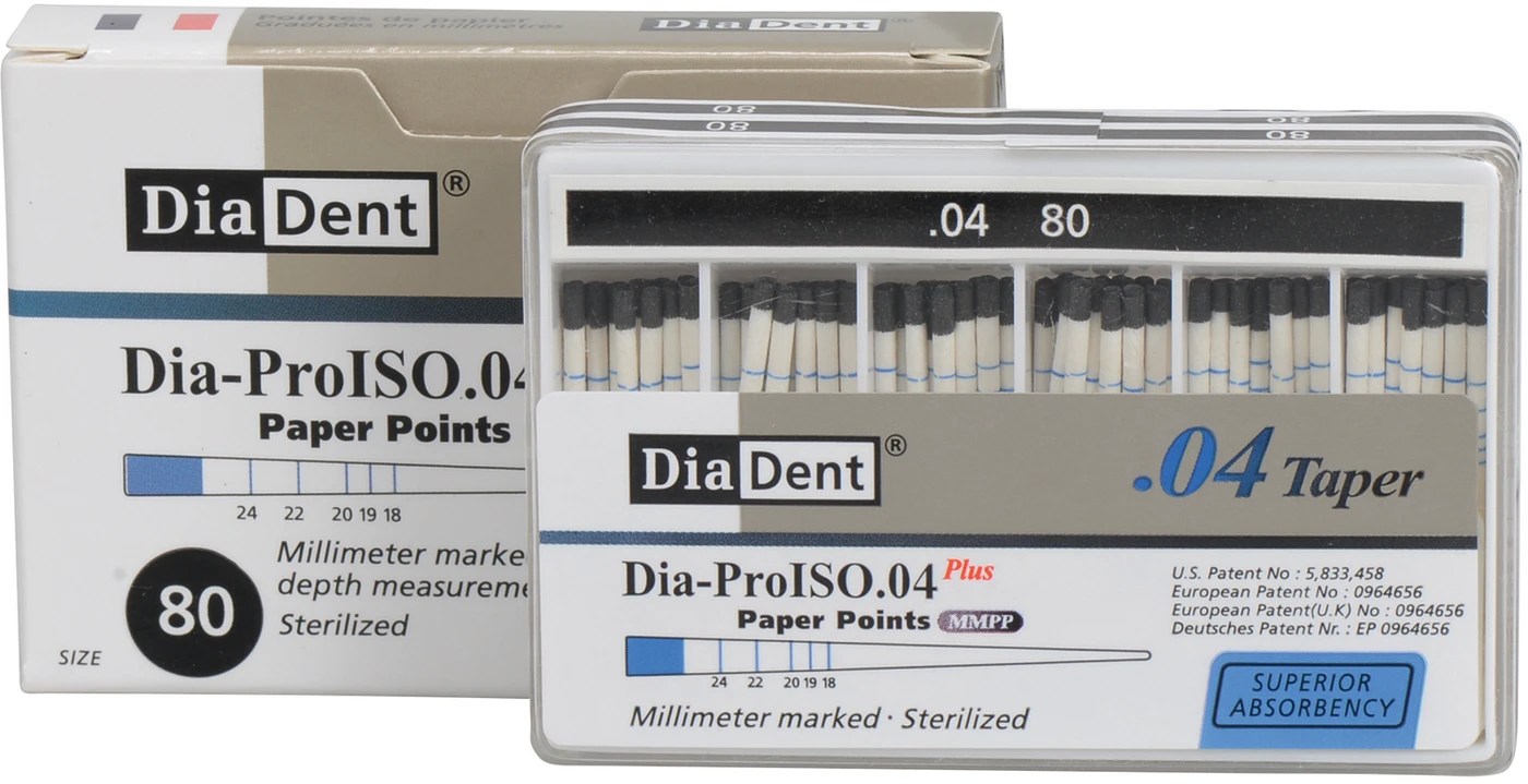 DiaDent® Dia-Pro Paper Points Packung 100 Stück Taper.04, ISO 080